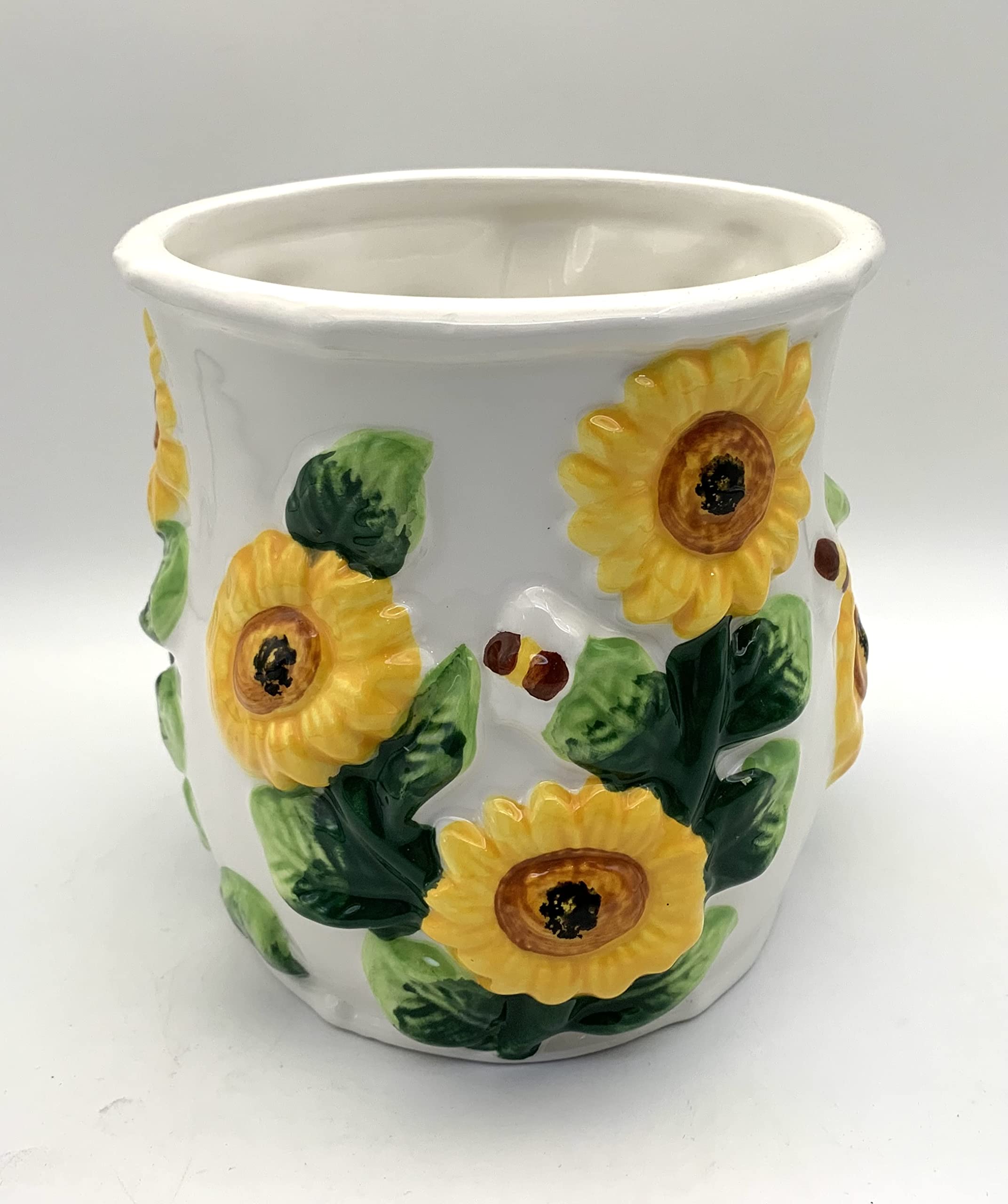 3D Sunflower Utensil Holder - Modern Kitchen Storage & Decor for Countertops