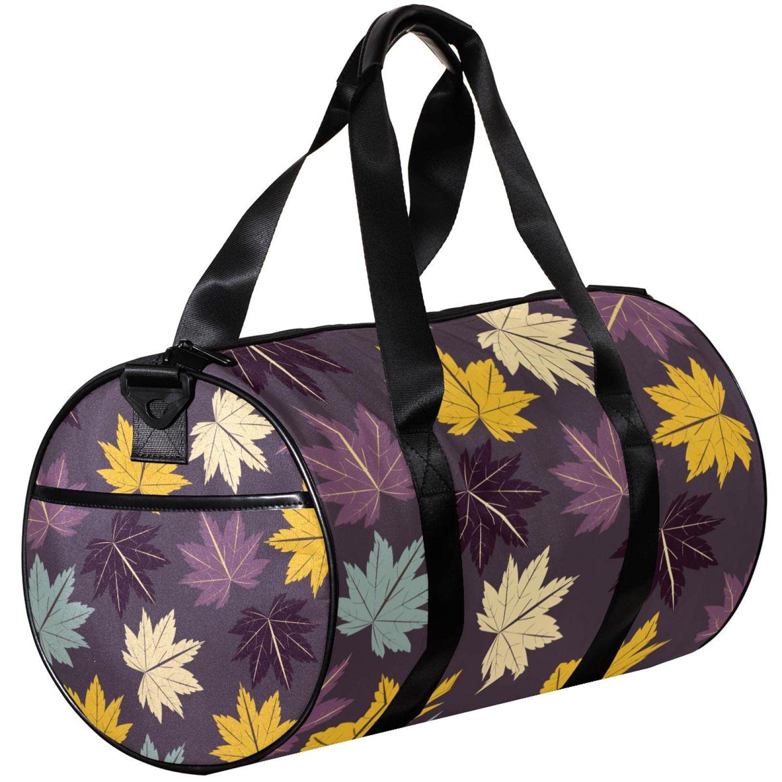 Stylish Small Travel Duffel Bag with Colorful Maple Leaves Pattern - Lightweight Canvas Gym Bag for Sports, Workout & Weekend Getaways - Perfect Carry-On Luggage for Women & Men