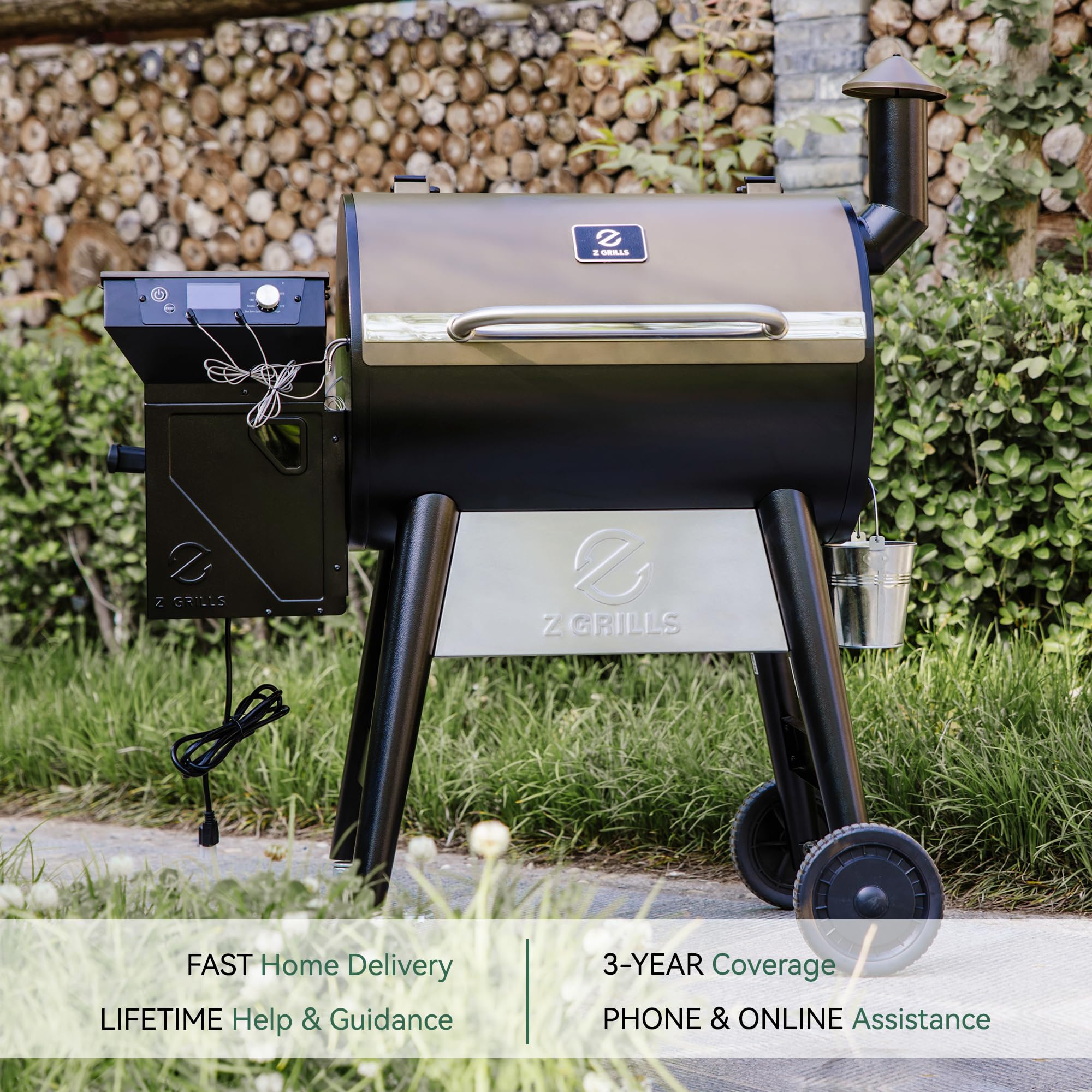 Z GRILLS 7002C Wood Pellet Grill Smoker with PID 2.1 Controller - 697 sq in Cooking Area, 2 Meat Probes & Rain Cover Included - Perfect for Backyard BBQ, Tailgating, and Outdoor Cooking Parties