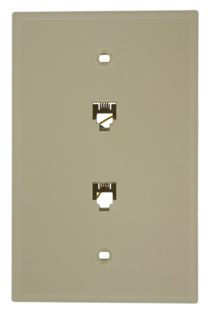 Leviton 40544-I Midsize Telephone Wall Jack in Ivory - RJ11 Modular Phone Jack for Home & Office Communication - Perfect for Landline Installation, Office Wiring & Telecom Setup