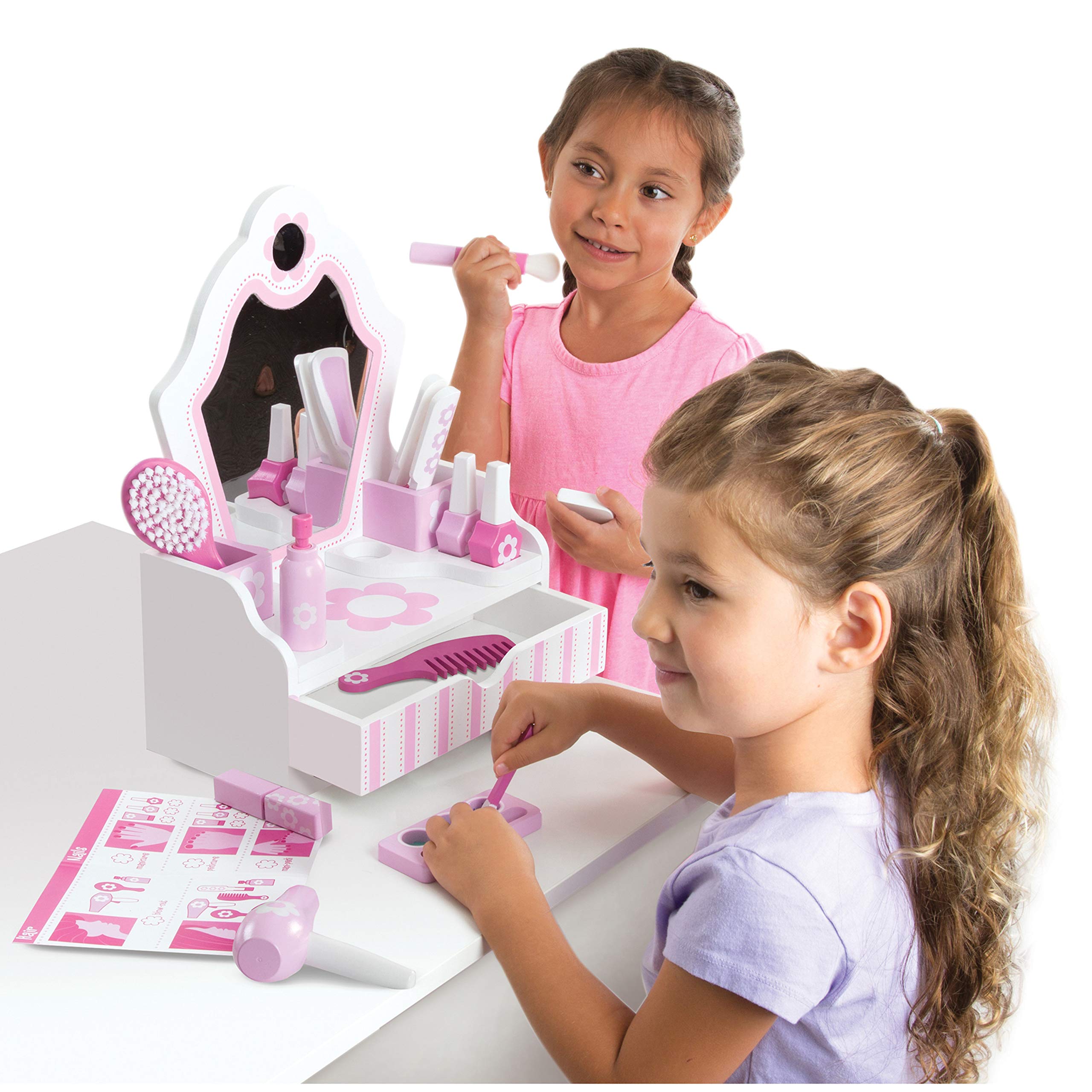 Melissa & Doug Wooden Pretend Play Beauty Salon Set - Makeup, Hair & Nails Dress Up Toy for Girls & Boys Ages 3-7 - Creative Role Play Wooden Toys for Kids Birthday Gifts & Pretend Play Activities