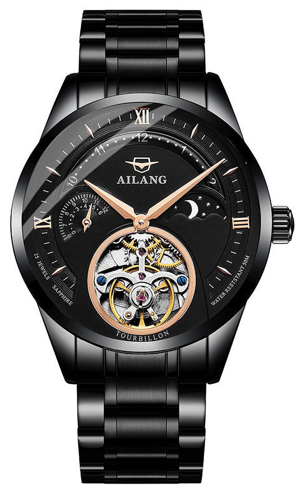Ailang Men's Automatic Skeleton Mechanical Watch - Premium Stainless Steel Timepiece for Business, Formal & Casual Wear
