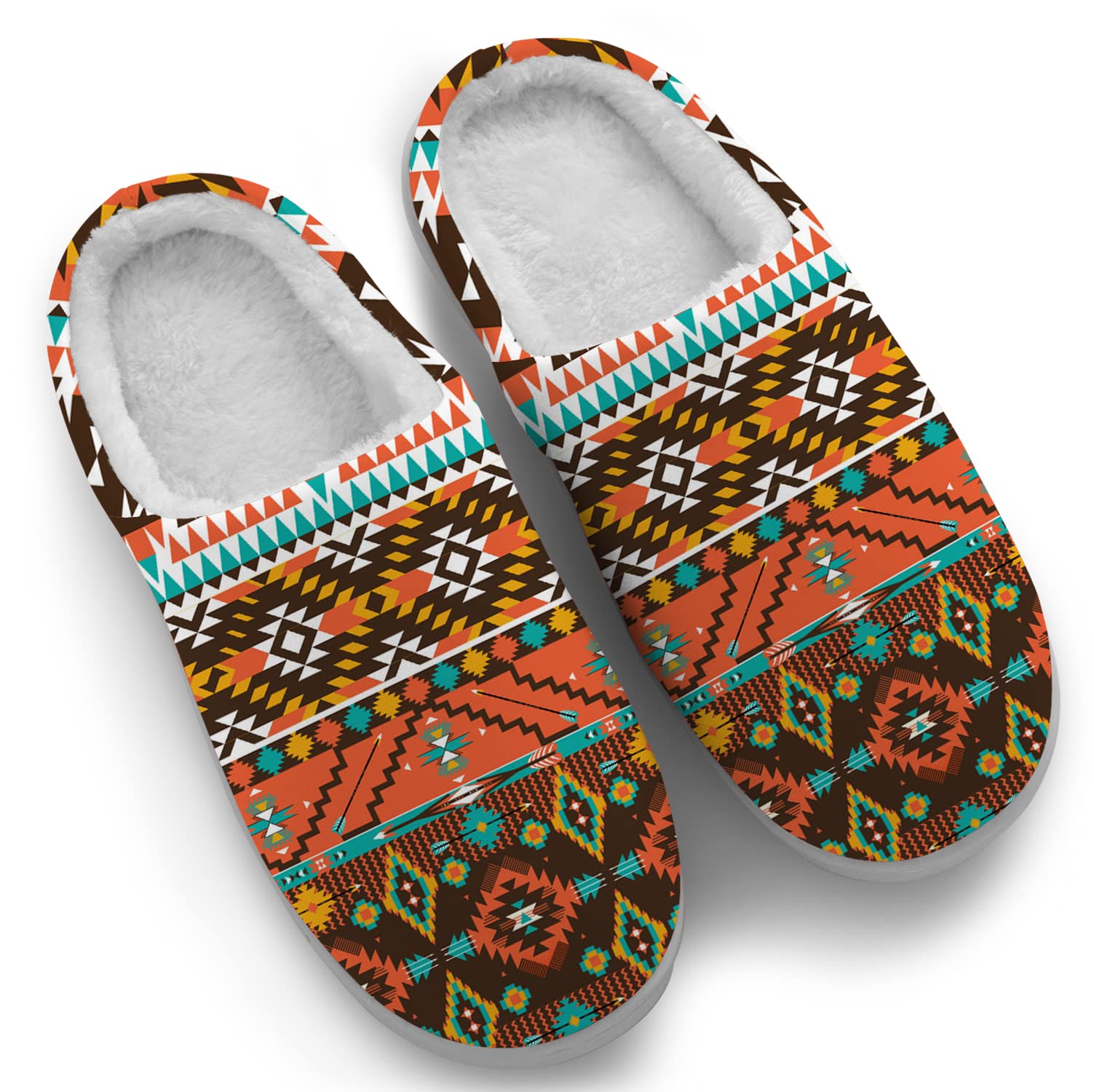 **Ciadoon Aztec Slippers for Women & Men - Memory Foam Fuzzy House Slippers, Slip-On Winter Sandals - Cozy Indoor/Outdoor Shoes for Home, Gifts & Relaxation**
