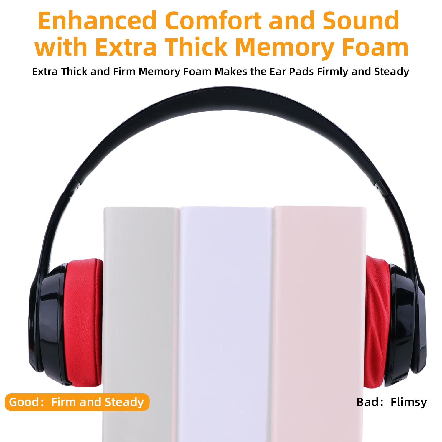 YOCOWOCO Replacement Ear Pads for Beats Solo 2 & Solo 3 Wireless Headphones - Soft Leather Memory Foam Cushions (Black) | Comfortable Headphone Accessories for Work, Travel & Gaming