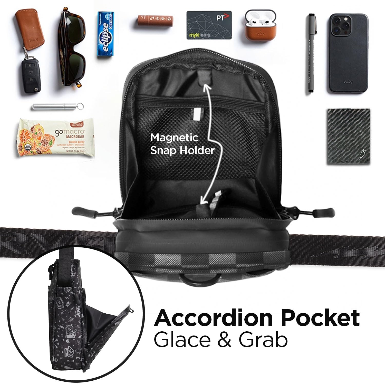 Supervek Men's Crossbody Sling Bag - Lightweight Shoulder Messenger Bag for Travel, Office & Outdoor | Small Passport Holder for Men & Boys | Durable Black Mini Sling Pack for Daily Use, Commuting & Adventure