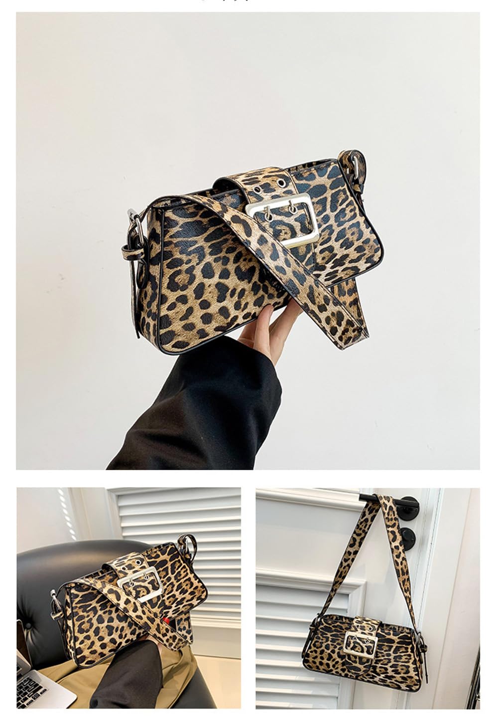 Vintage Leopard Print Shoulder Bag for Women - Cheetah Print Hobo Handbag, Genuine Leather Clutch Purse - Perfect for Casual Outings, Parties & Date Nights
