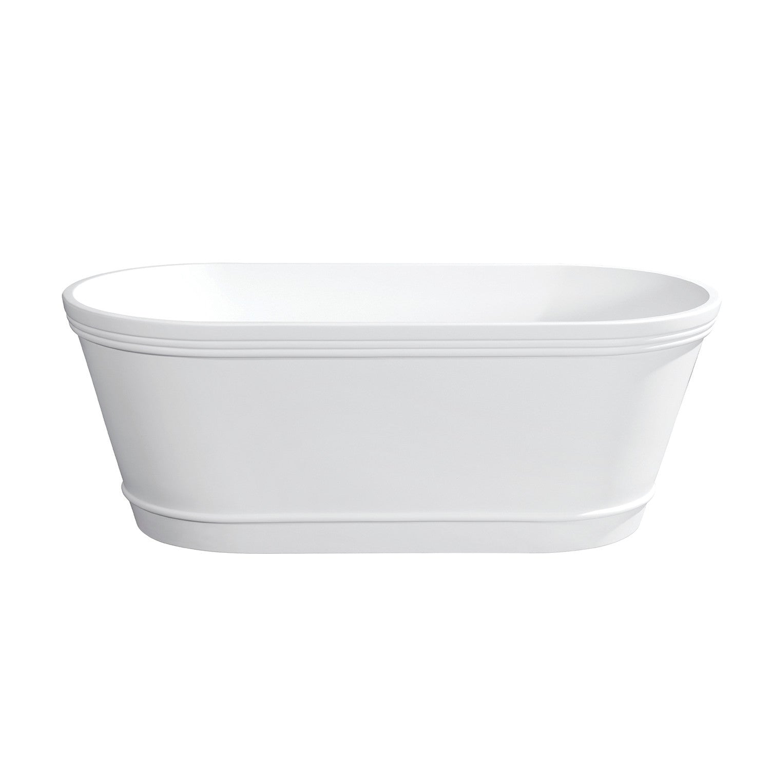 Arcticstone VRTDE612922 60-Inch Freestanding Oval Bathtub - Solid Surface Double-Ended Soaking Tub with Drain in Glossy White/Matte White | Perfect for Luxury Bathrooms & Spa Retreats