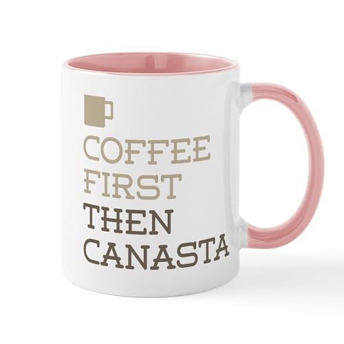 White/Pink Inside - Coffee Then Canasta Mugs