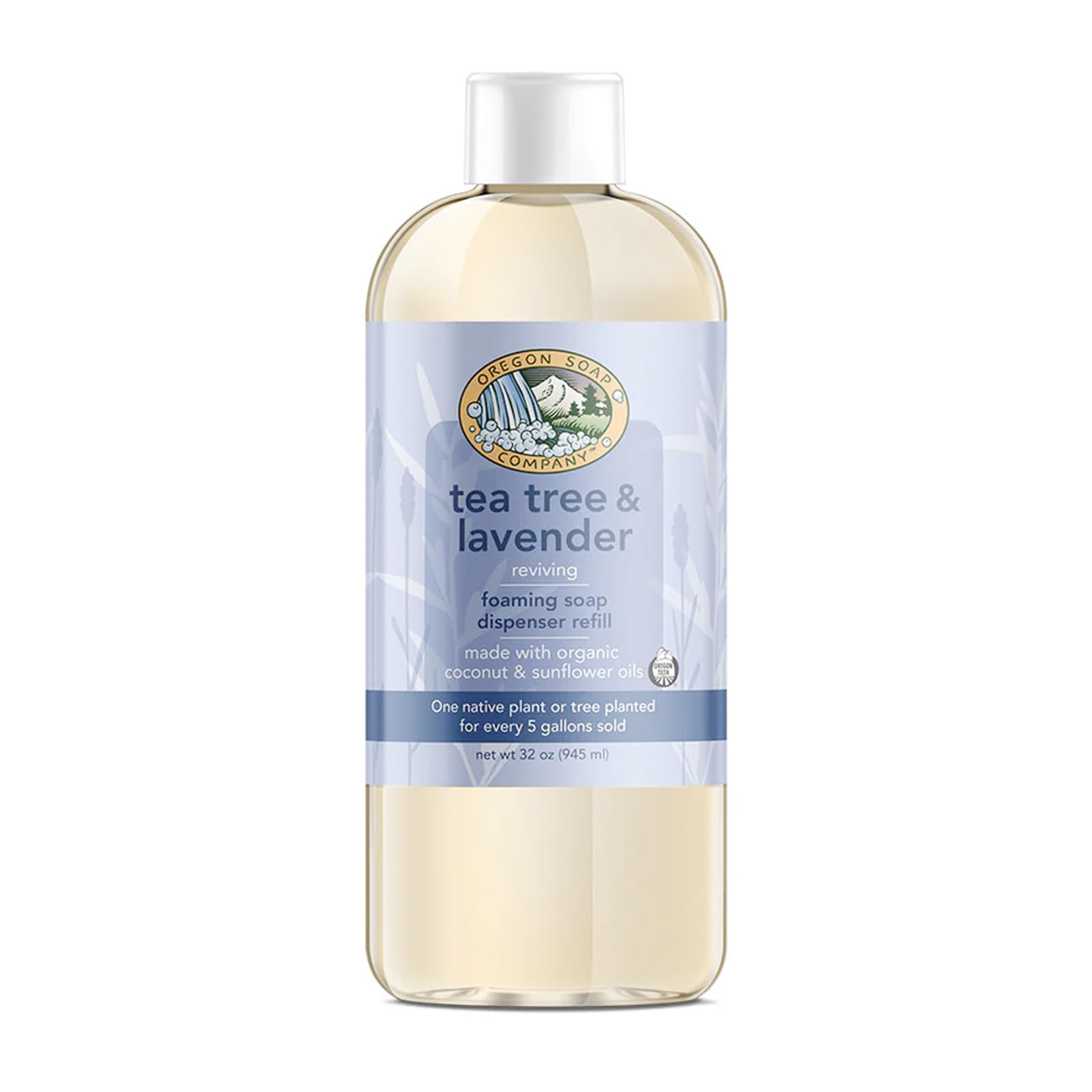 Organic Castile Foaming Hand Soap Refill - USDA Certified, Tea Tree & Lavender Scent (32 Fl Oz) - Gentle Cleansing for Kitchen, Bathroom & Office Use