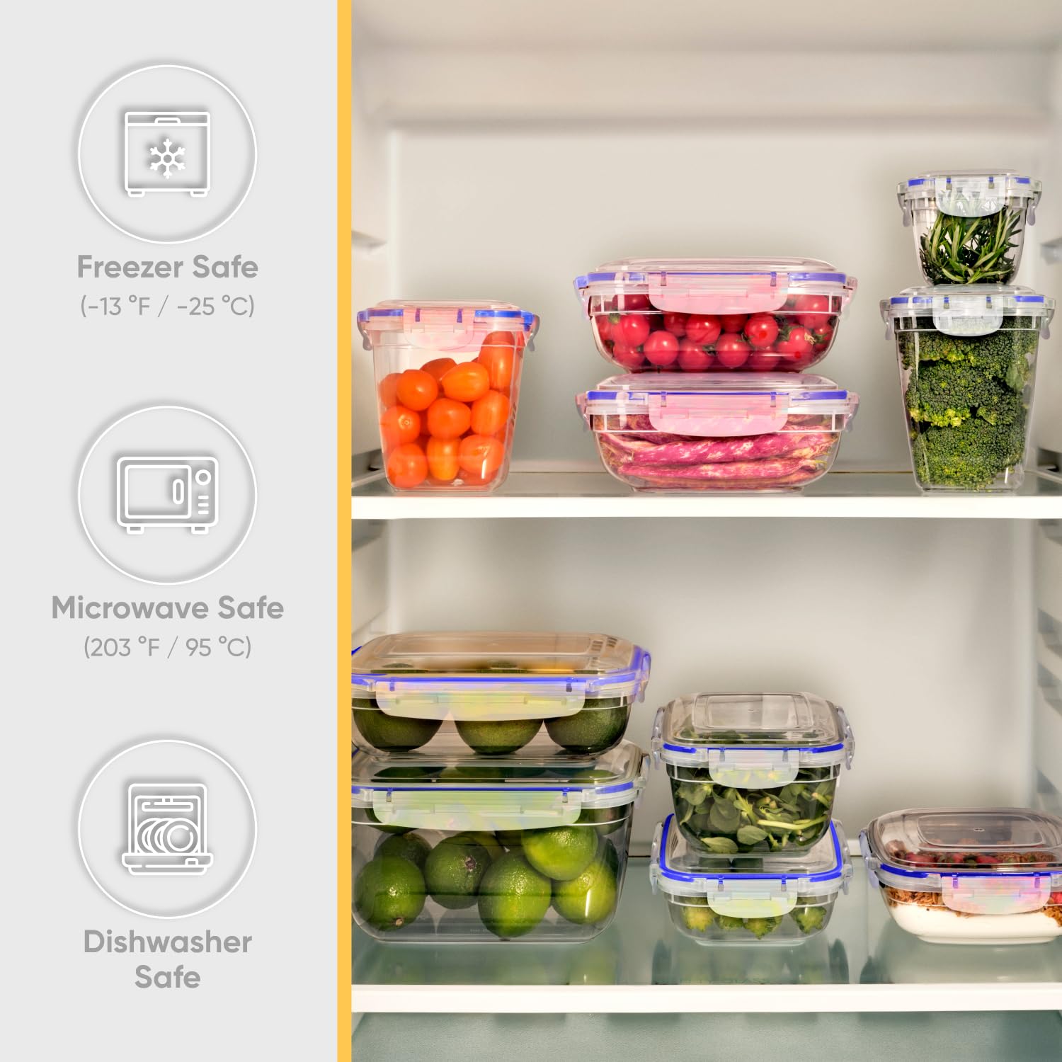 Superior BPA-Free Plastic Food Storage Containers with Airtight Lids - 17 Cup (12 Pack) - Leakproof & Sealed for Pantry, Fridge & Freezer - Microwave & Dishwasher Safe - Ideal for Meal Prep, Leftovers & Bulk Food Storage