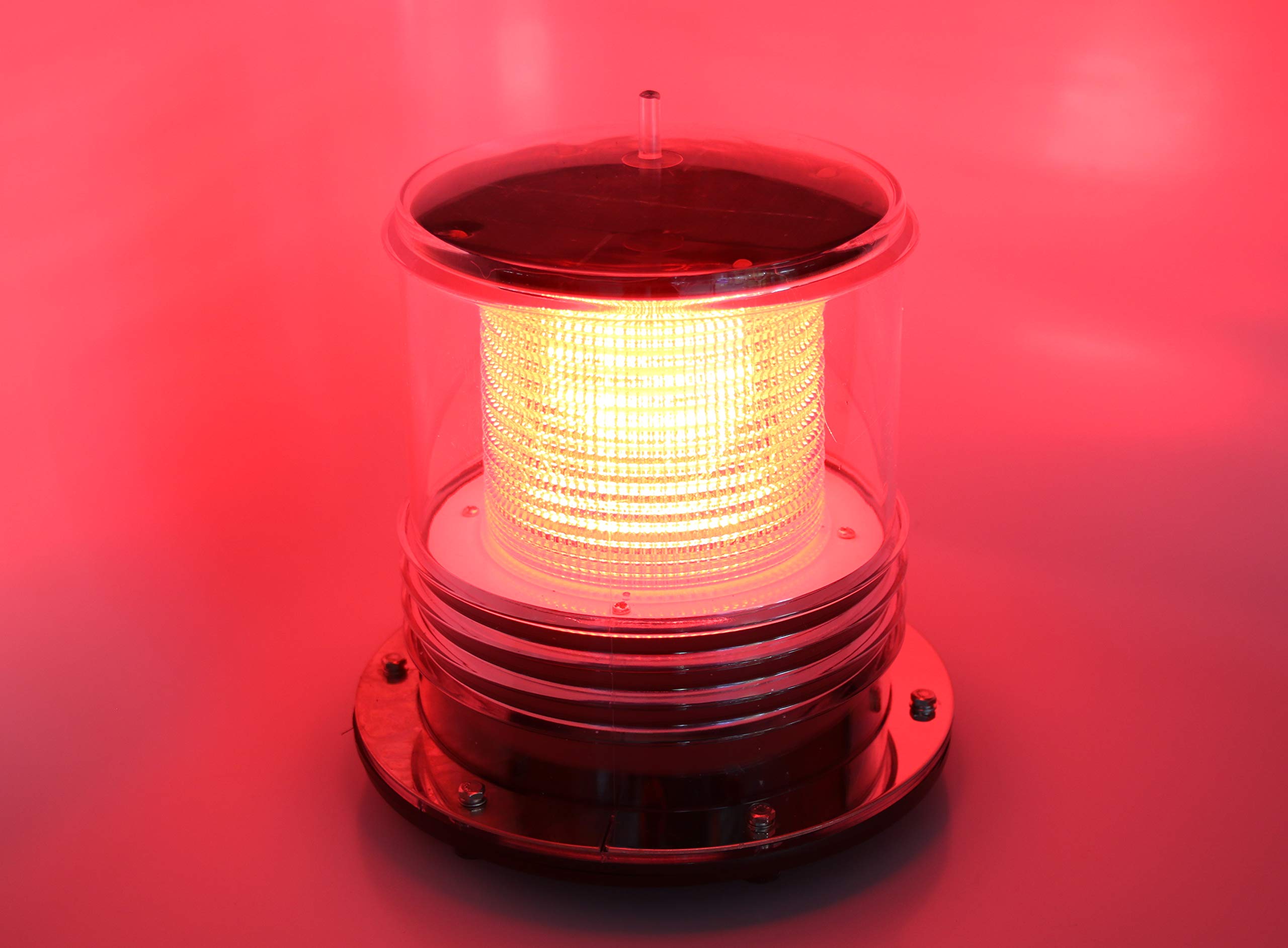 Pilotlights Solar Dock Warning Light - Waterproof Marine LED Light with Red Constant/Flashing 360° Visibility - Ideal for Boat Docks, Piers & Waterfront Safety Lighting