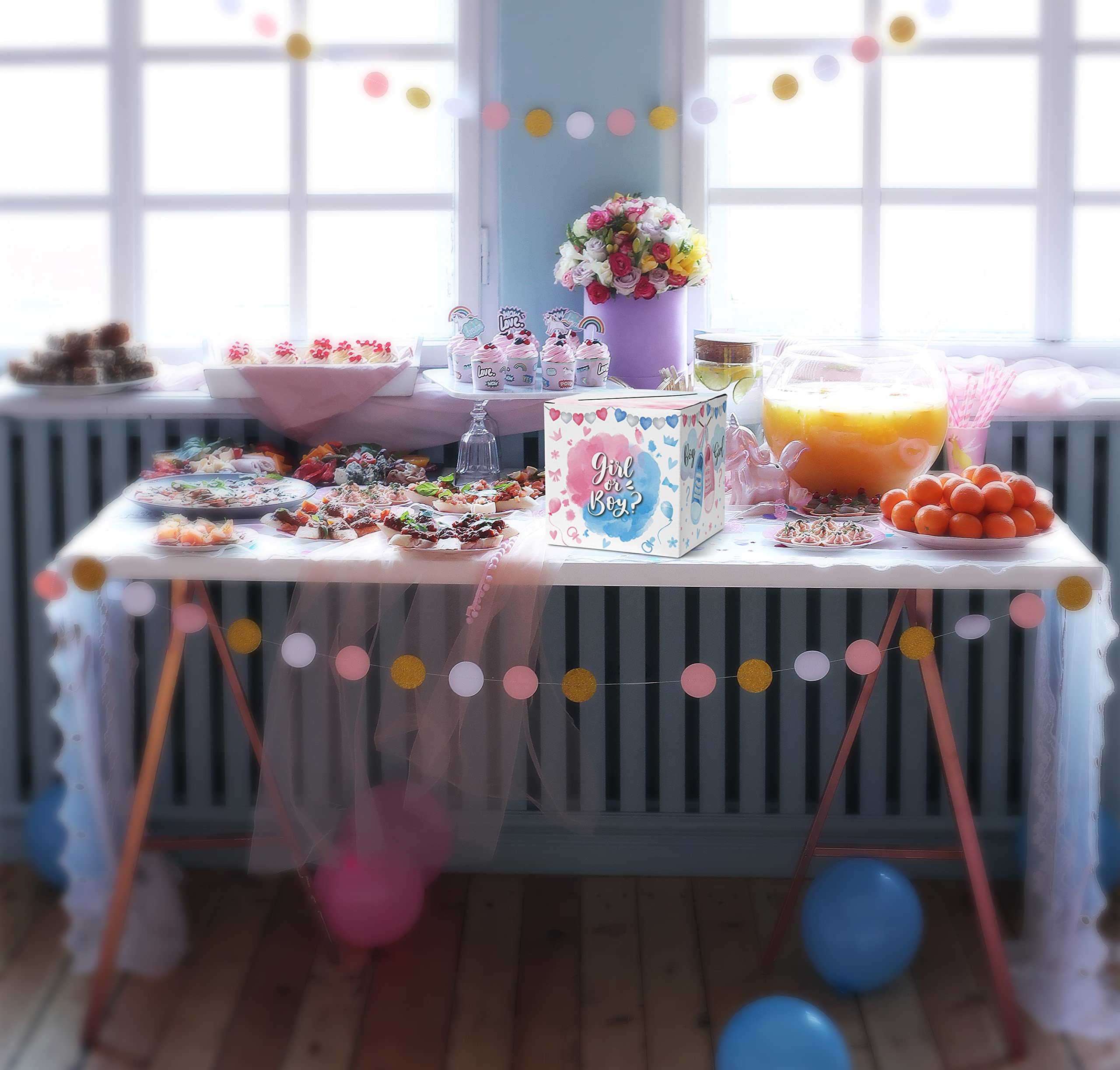Yuansail Gender Reveal Party Kit - 50 Ballot Cards & Decorative Box Set for Baby Shower Games, Gender Prediction Advice Cards - Perfect for Gender Reveal Events, Baby Showers & Celebration Decorations