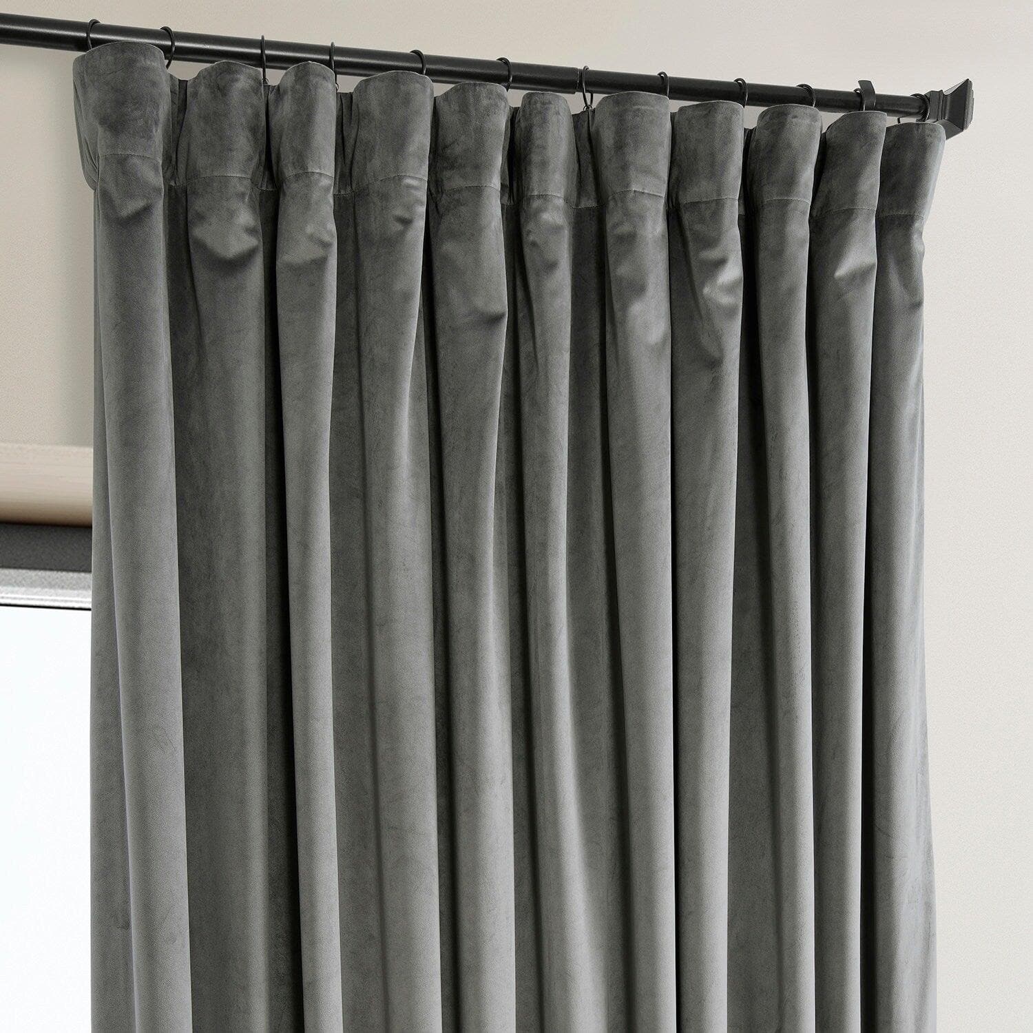 Luxury Blackout Curtains for Bedroom - Nightlife Grey Extra Wide Plush Velvet Drapes with Thermal Insulation & Noise Reduction - Perfect for Hotels, Apartments & Home Theater Rooms
