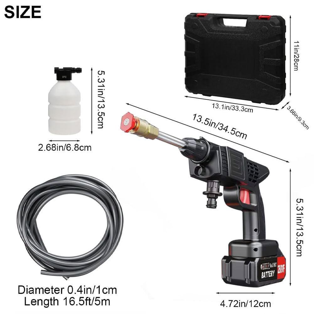Ez-Jet Portable Hydrowasher Battery Operated - Wireless High Pressure Car Washer Sprayer Gun (1 Set) for Home, RV & Outdoor Cleaning - 1200PSI Water Pump for Cars, Patio & Garden