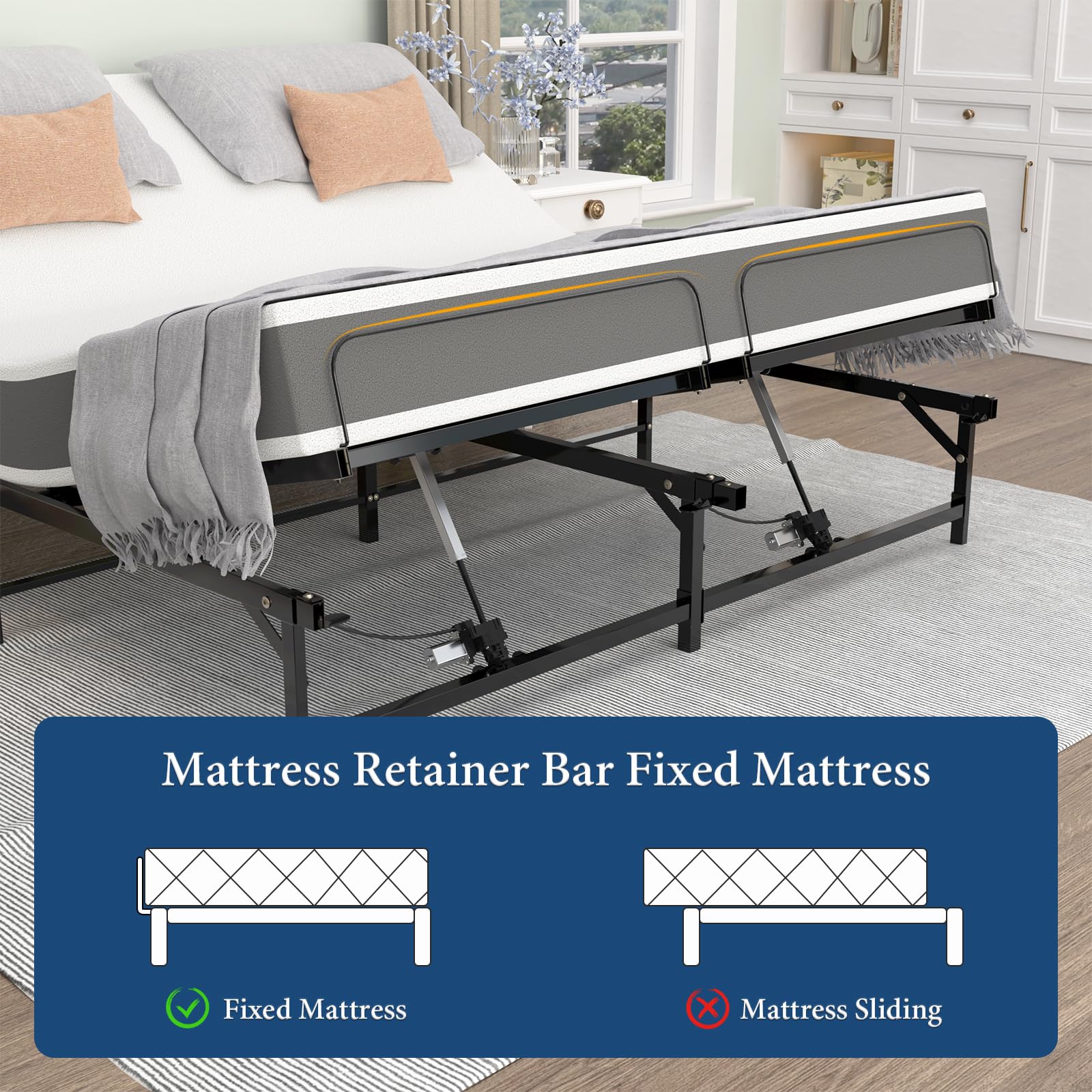 Adjustable Bed Frame King Size - Electric Base with Remote Control, Independent Head & Foot Incline for Lounging & Watching TV - Perfect for Home Comfort, Relaxation & Better Sleep