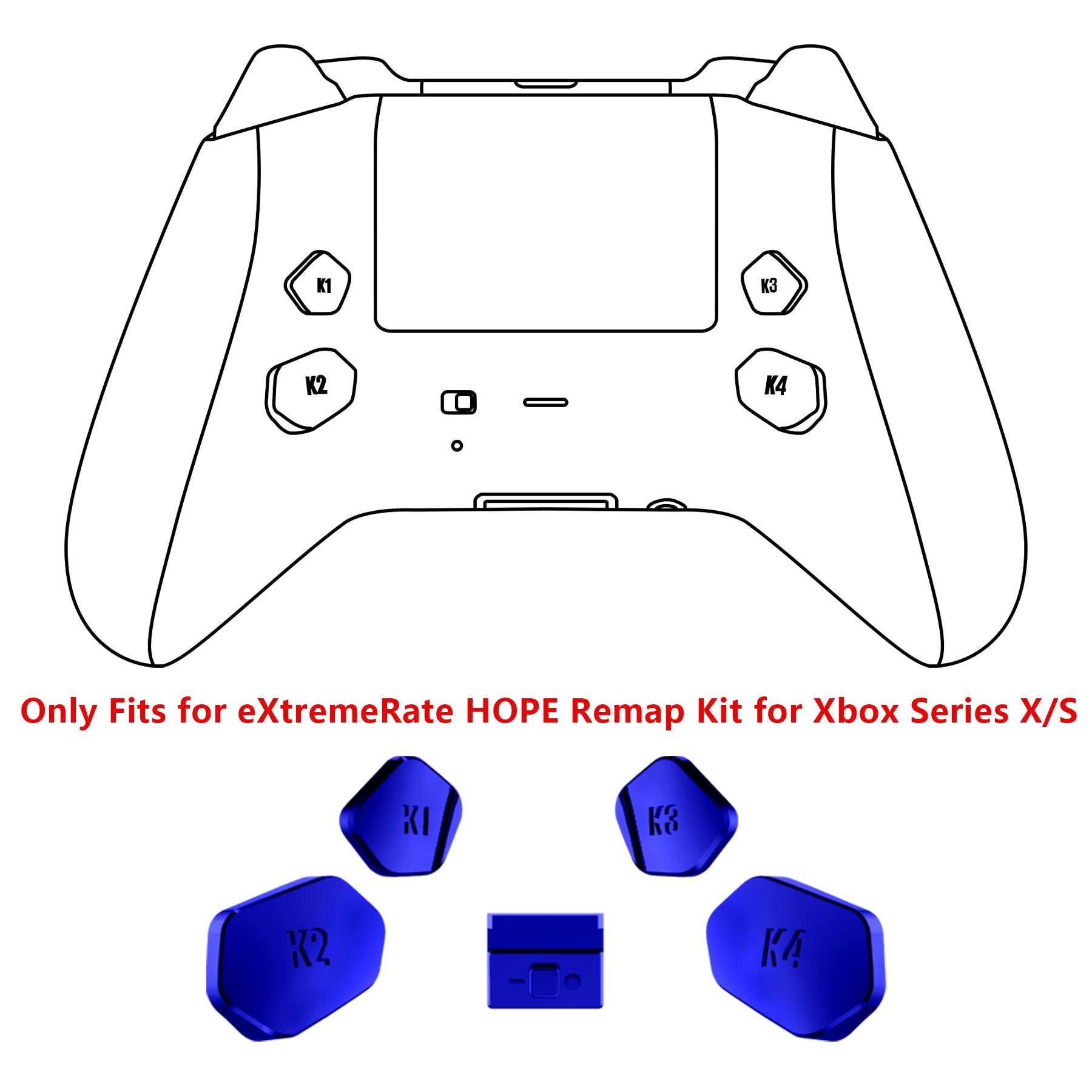 eXtremeRate Redesigned K1 K2 K3 K4 Back Buttons & Toggle Switch for Xbox Series X/S Controller - Chrome Blue | Compatible with eXtremerate Hope Remap Kit | Enhance Gaming Performance for FPS, RPG & Competitive Play