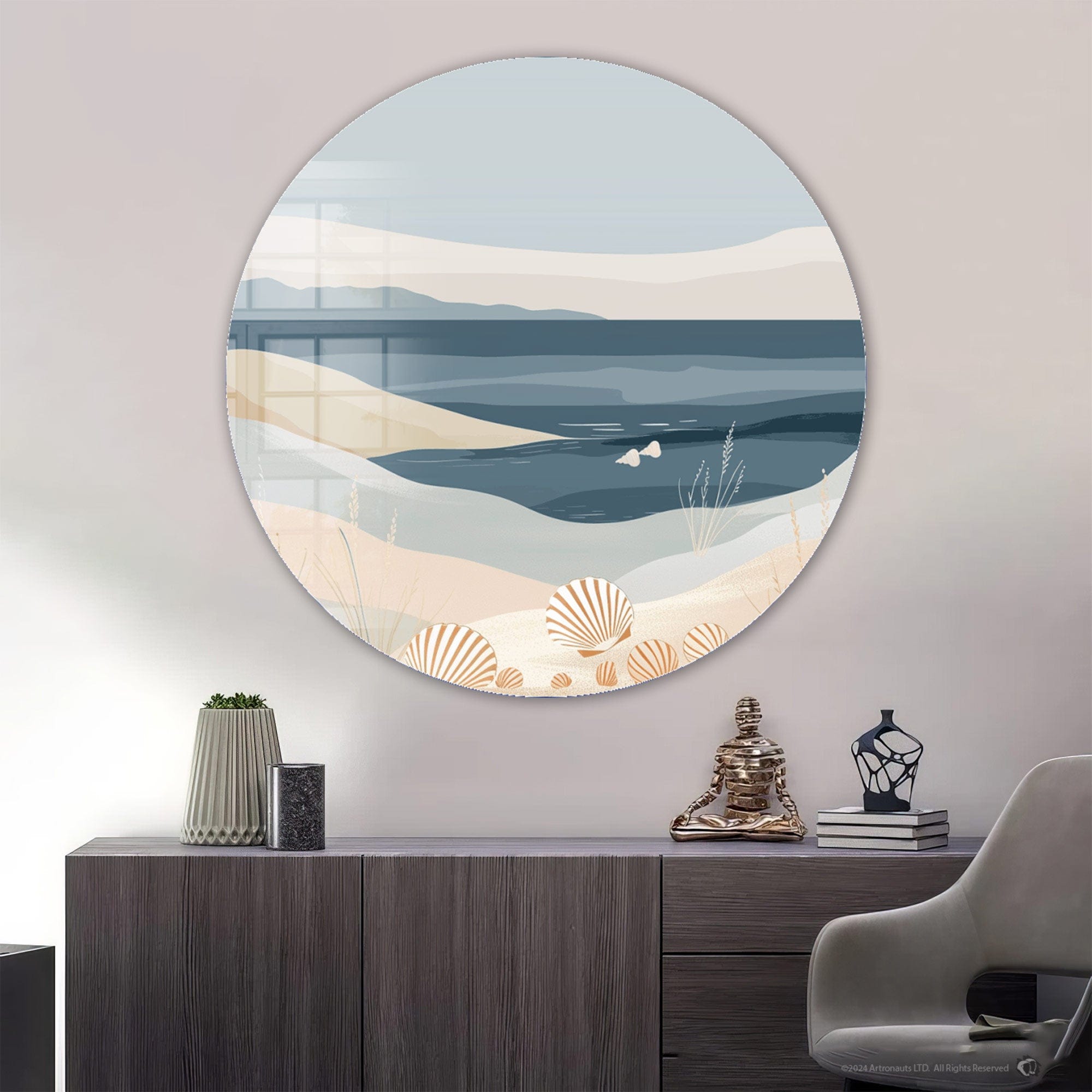 Layers of Beach Rounded Glass Wall Art - Coastal Home Decor for Living Room, Bedroom & Office - Perfect for Beach House, Boho & Modern Interiors