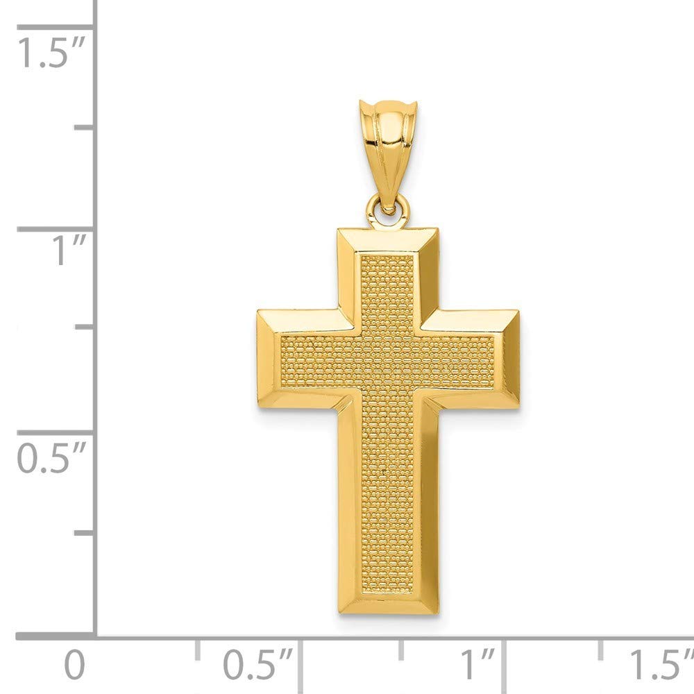 14K Yellow Gold Cross Pendant - Polished & Textured Religious Jewelry for Men & Women | Perfect for Gifts, Baptism, Weddings & Everyday Wear