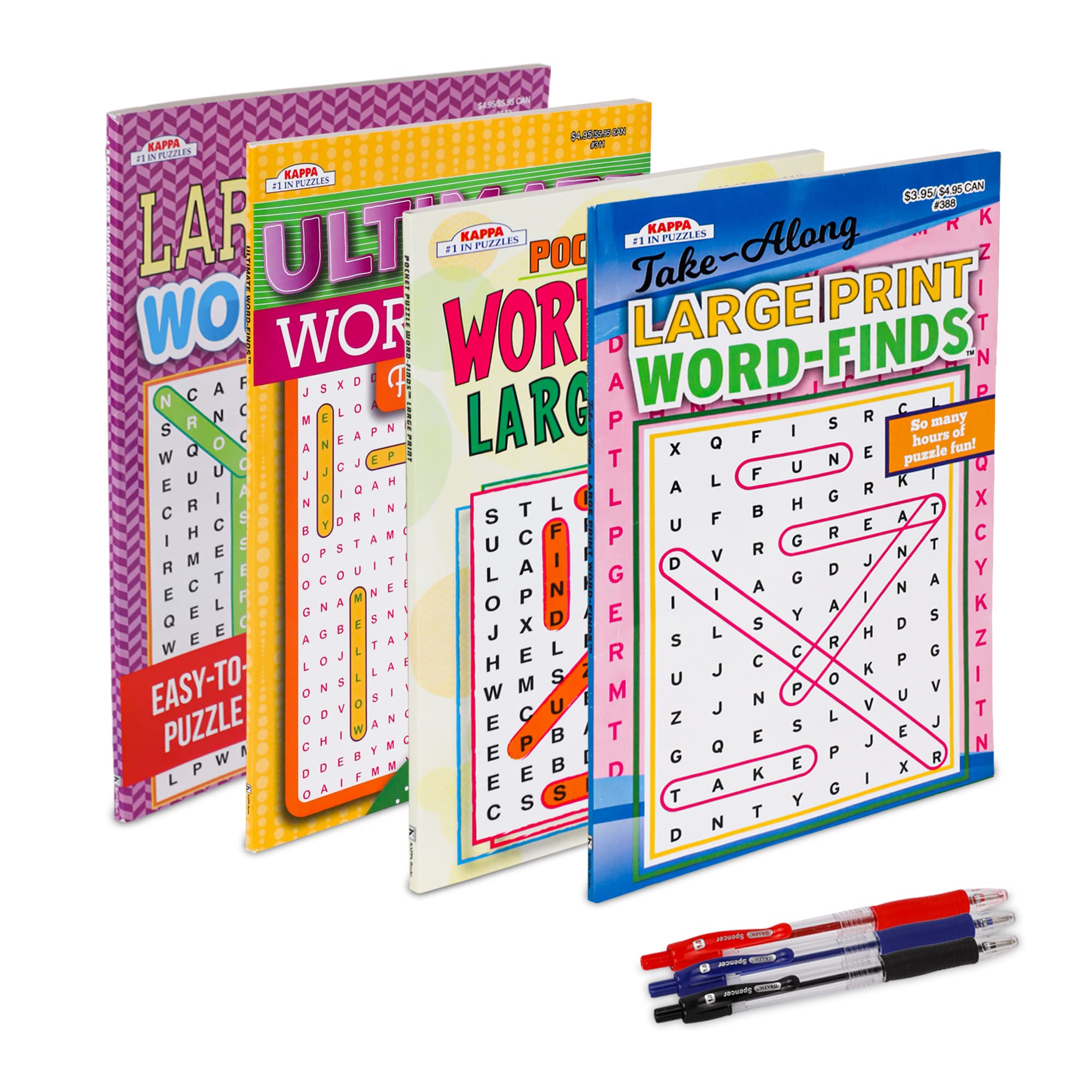 350+ Large Print Word Search Puzzle Books for Adults & Seniors - 4-Pack Variety Pack for Brain Stimulation & Cognitive Activity - Perfect for Travel, Relaxation & Senior Care (Paperback, Large/Digest Combo)