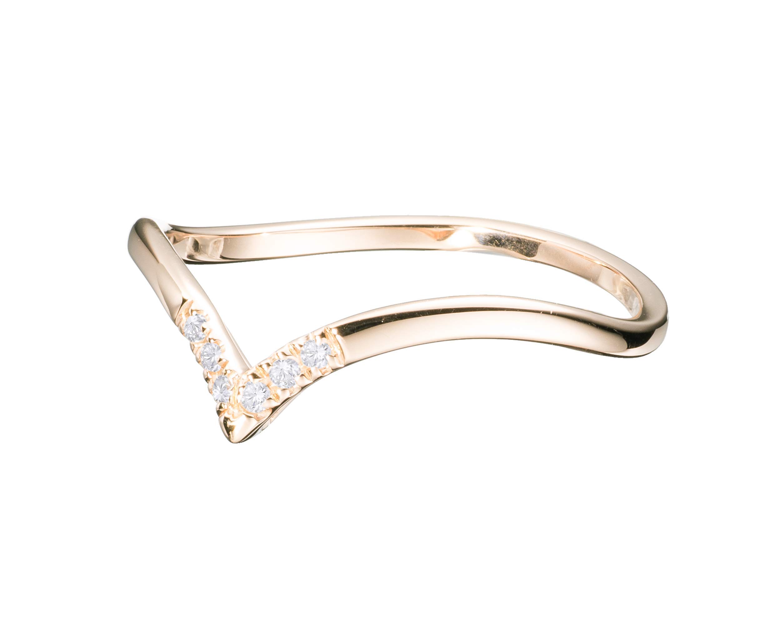 Majade 14K Yellow Gold Wedding Ring Set - Handmade Diamond V Chevron Engagement & Matching Bands for Couples | Minimalist Bridal Jewelry for Weddings, Anniversaries & Romantic Occasions