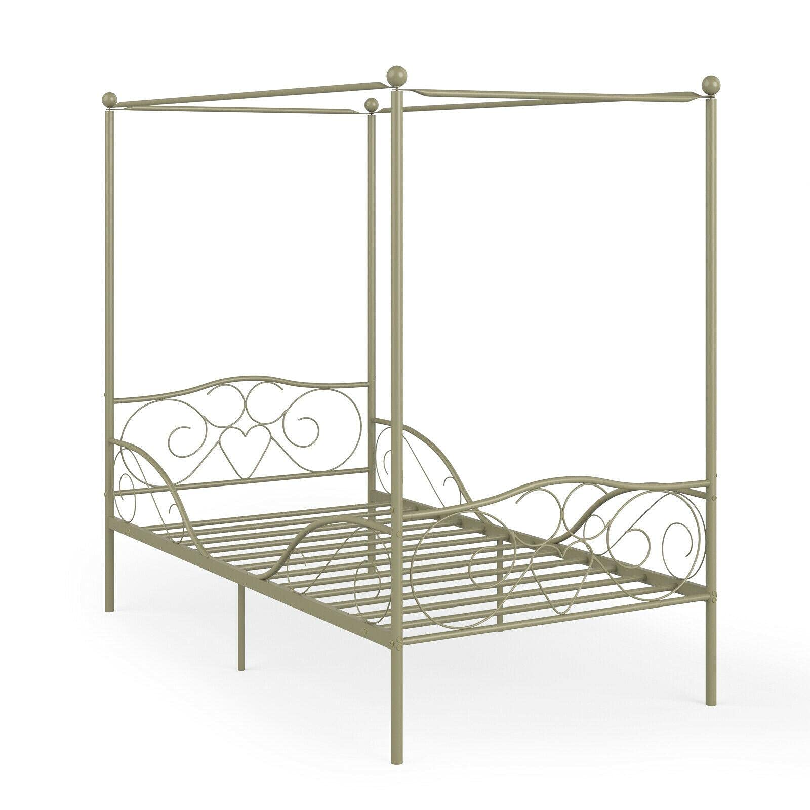 **Twin Size Metal Canopy Bed Frame - 4 Poster Steel Slats with Headboard & Footboard, Gold Finish | Sturdy Bedroom Furniture for Kids, Teens & Guest Rooms**    (Optional addition for specific use cases)   **Perfect for Dorm Rooms, Small Spaces & Elegant Bedroom Decor**