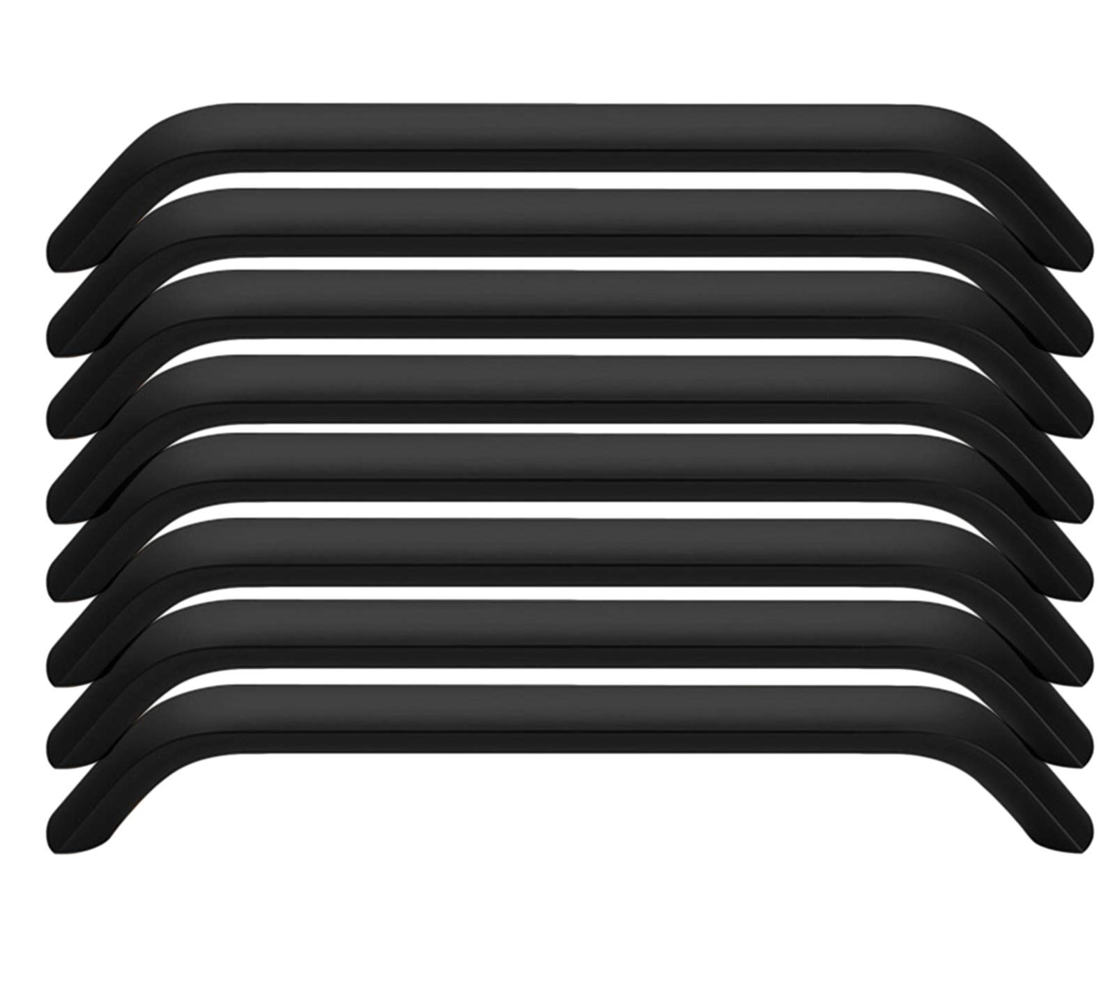 8-Piece Black Cabinet Handles & Drawer Pulls - Space Aluminum Bow Shape Knobs for Kitchen Cabinets, Cupboards & Closet Doors (256mm Hole Distance, Black) - Perfect for Modern Home & Office Furniture Upgrade