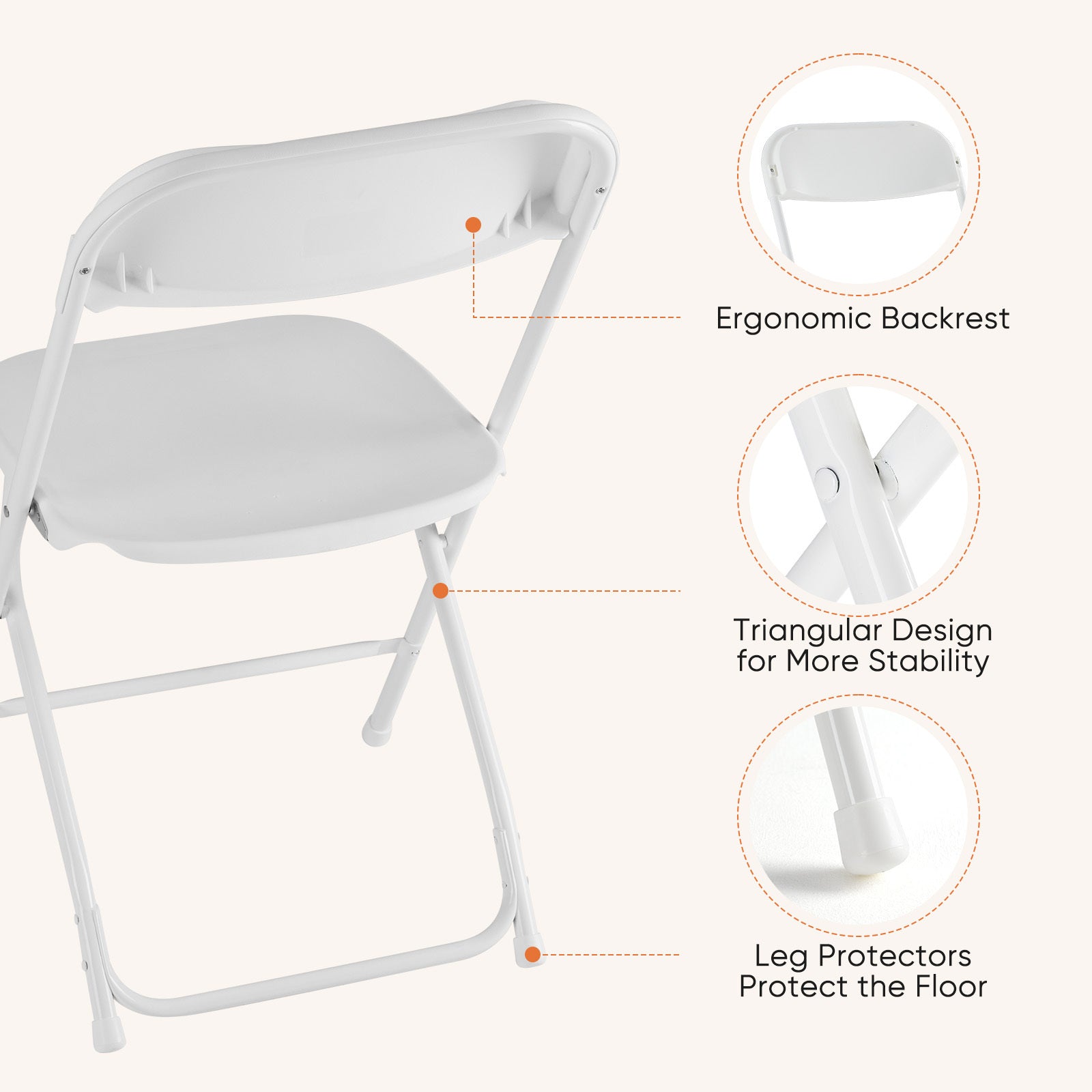 10 Pack Folding Chairs - Indoor & Outdoor Portable Stackable Chairs for Events, Offices, Weddings, Picnics - Perfect for Parties, Camping, and Home Use