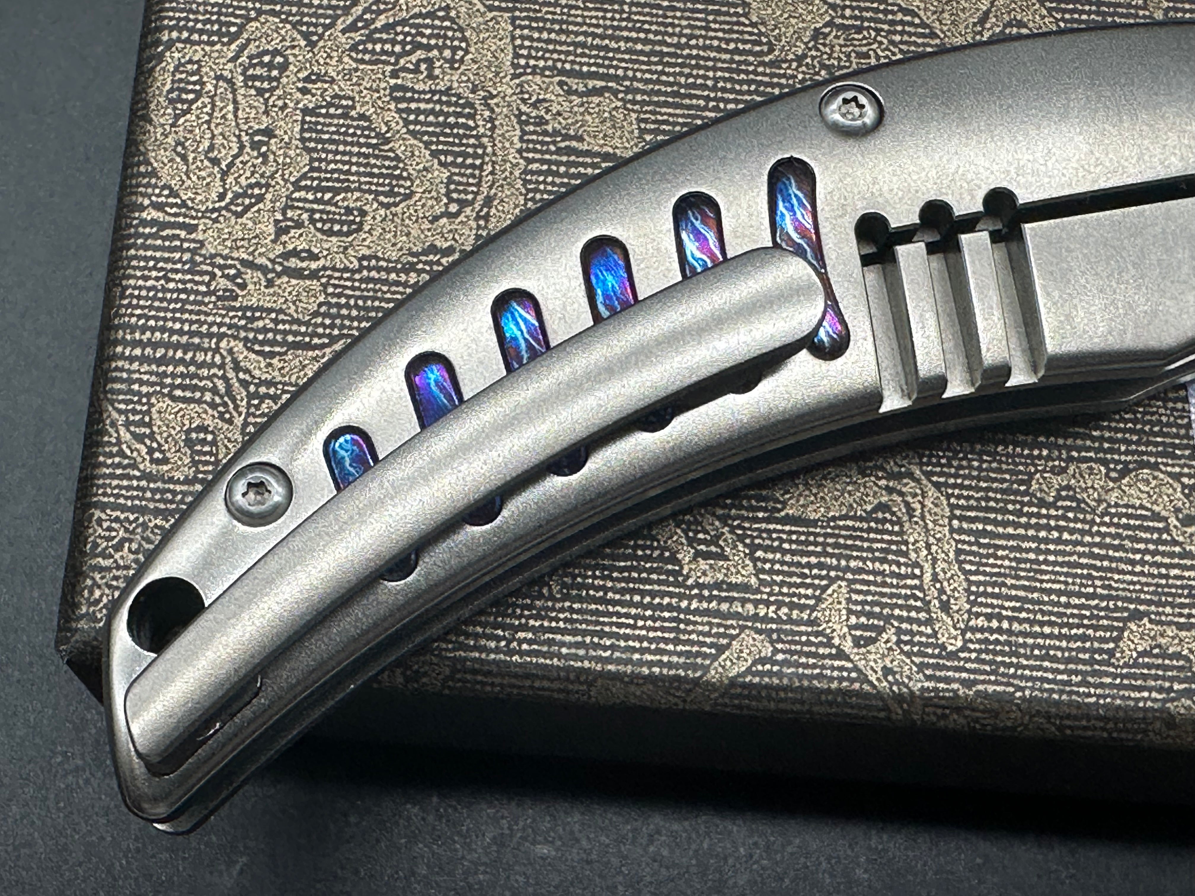 CH Knives Sultan Folding Knife - Grey Titanium Handle, S35VN Steel Plain Edge - EDC, Outdoor Camping, Survival & Tactical Use