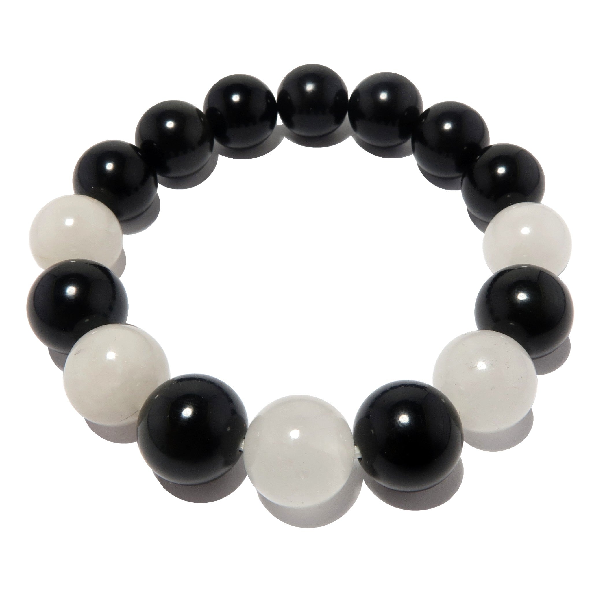 Black Obsidian Bracelet with Snow Quartz - Protection & Healing Crystal Jewelry for Women & Men - Perfect for Meditation, Energy Cleansing & Spiritual Balance