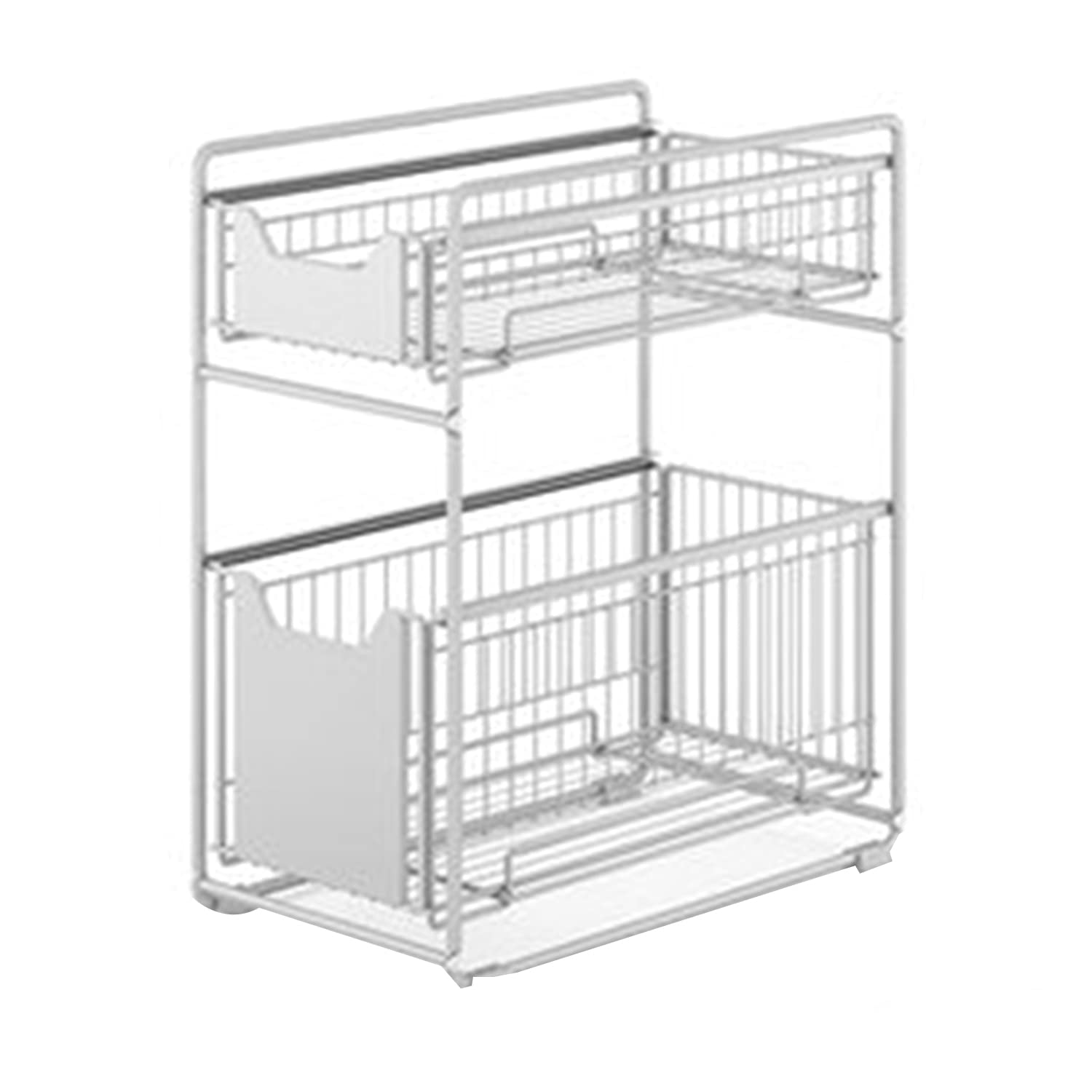 Pull Out Spice Rack Organizer for Cabinet - Slide Out Kitchen & Bathroom Storage Organizer Under Sink - White Space Saving Cabinet Organizer (28.2x37.4x44cm) - Perfect for Pantry, Spice Storage & Bathroom Essentials Organization