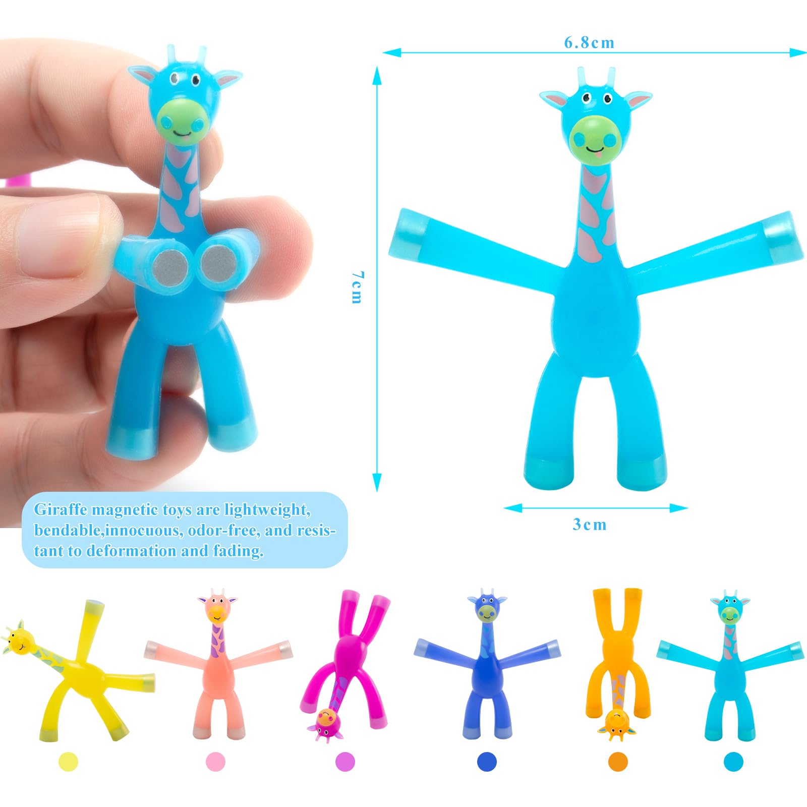 12 PCS Magnetic Fidget Toys for Kids & Adults - Humanoid Magnet People Set, Stress Relief Sensory Toys for Office, Classroom, Travel & Home - Fun Educational Giraffe Fridge Magnets (Opaque Style) - Perfect for ADHD, Anxiety Relief & Focus Improvement