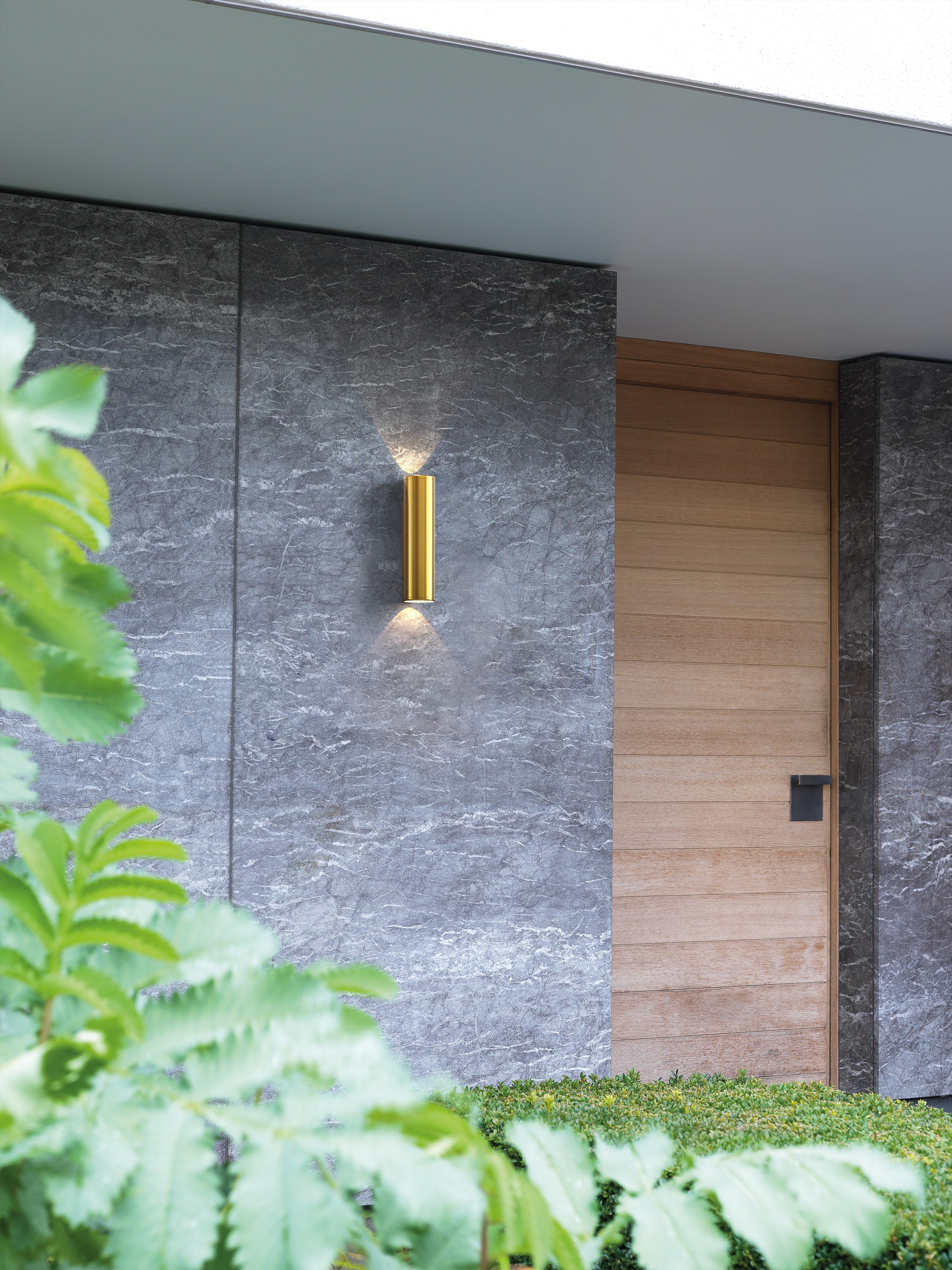 Ava 1/2Lt Coastal Wall Light - Brushed Stainless Steel/PVD Brushed Brass GU10 IP44 - Perfect for Beach House, Patio & Outdoor Lighting