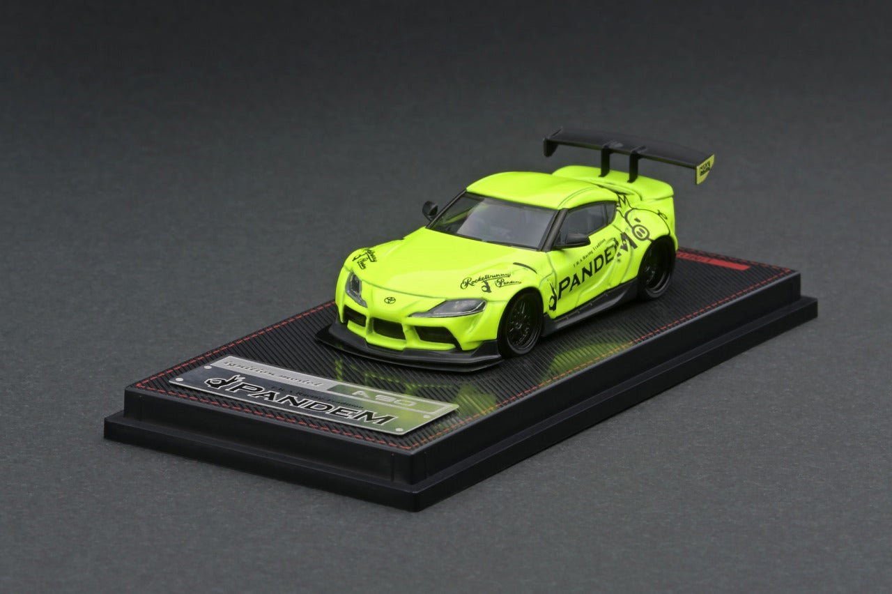 1/64 Scale PANDEM Toyota Supra A90 Diecast Model Car - Yellow Green - Collectible Toy for Car Enthusiasts & Display for Home/Office Decor