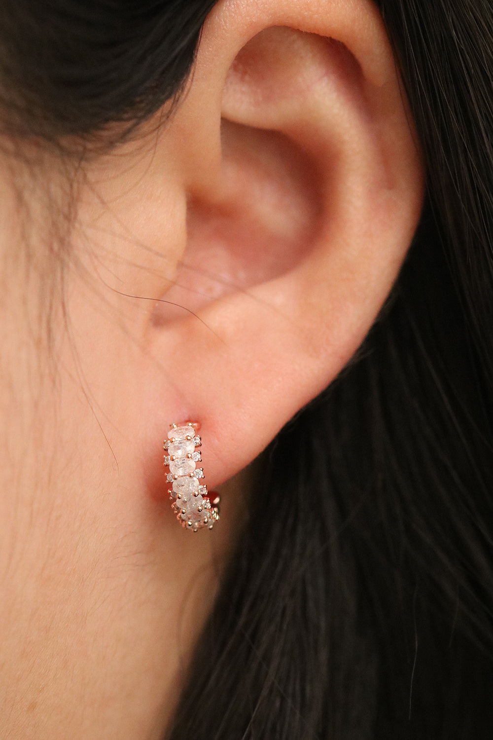 Cubic Enclosed Semi Hoop Earrings for Women - Elegant Geometric Jewelry for Everyday Wear & Special Occasions