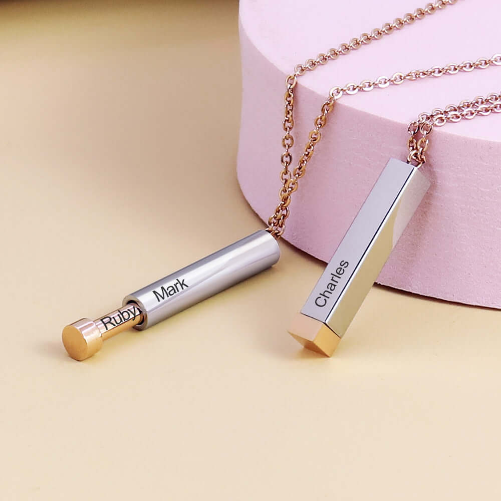 Custom Name Necklace with Vertical Stick Bar Engraving - Personalized Jewelry Gift for Women | D0002 | Perfect for Anniversaries, Birthdays & Valentine's Day