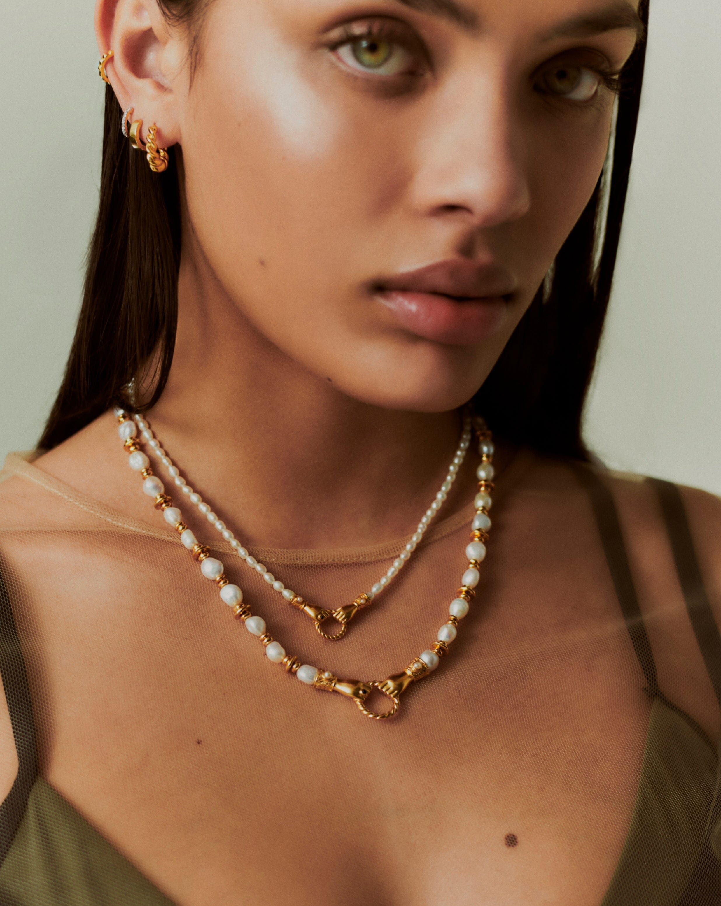 Harris Reed Chunky Beaded Gemstone Necklace - 18k Gold Plated with Pearl Accents | Elegant Statement Jewelry for Women, Perfect for Parties, Weddings & Special Occasions