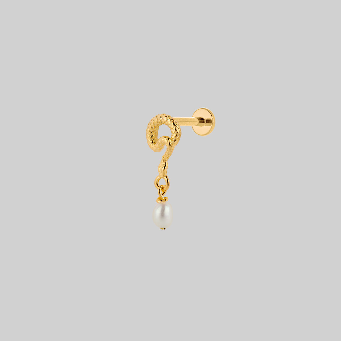 Serpentine Sea Snake Bound Pearl Stud Earrings in Gold - Elegant Jewelry for Women, Perfect for Parties, Weddings & Special Occasions