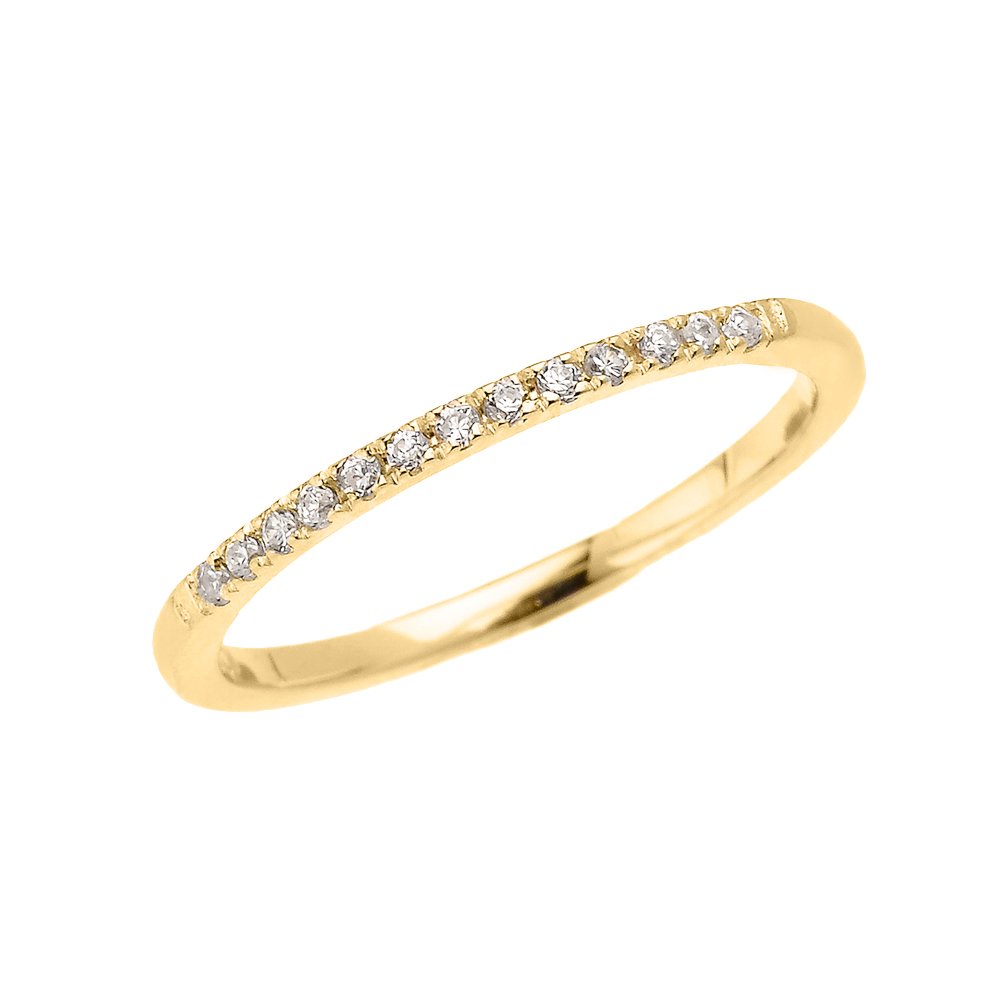 10K Yellow Gold Dainty Diamond Stackable Ring for Women - Elegant Minimalist Wedding Band, Anniversary Gift, Everyday Jewelry - Perfect for Layering, Stacking & Special Occasions