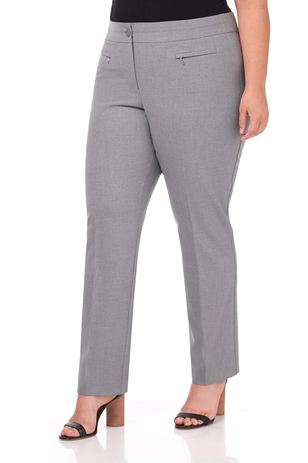 Rekucci Women's Plus Size Slim Fit Dress Pants for Work & Dinner - High Waist Tummy Control Office Trousers for Curvy Women | Professional & Evening Wear