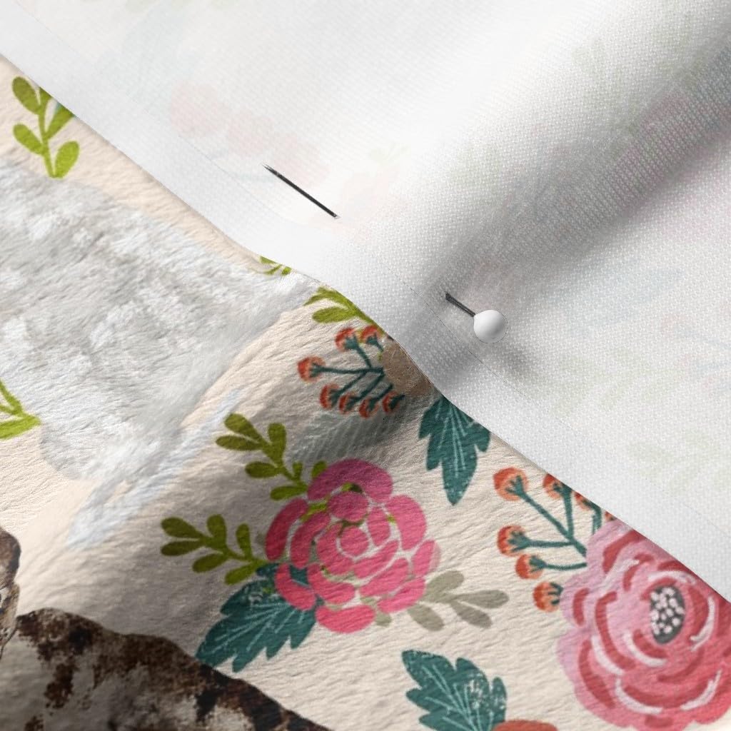 Premium Cat Breed Floral Printed Minky Fabric by The Yard - Cute Pet Cream Cats Lady Portrait Design for Sewing Baby Blankets, Quilt Backing & Plush Toys - Soft DIY Craft Material for Nursery Decor, Pet Accessories & Home Textiles