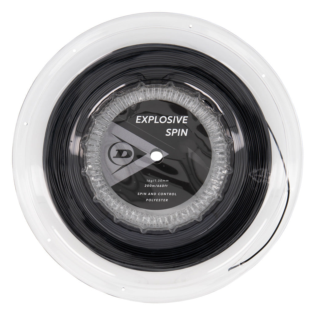 Dunlop Explosive Spin 16/1.30 Tennis String Reel (Black) - High Performance Polyester String for Spin & Control - Perfect for Competitive Tennis Players & Club Matches