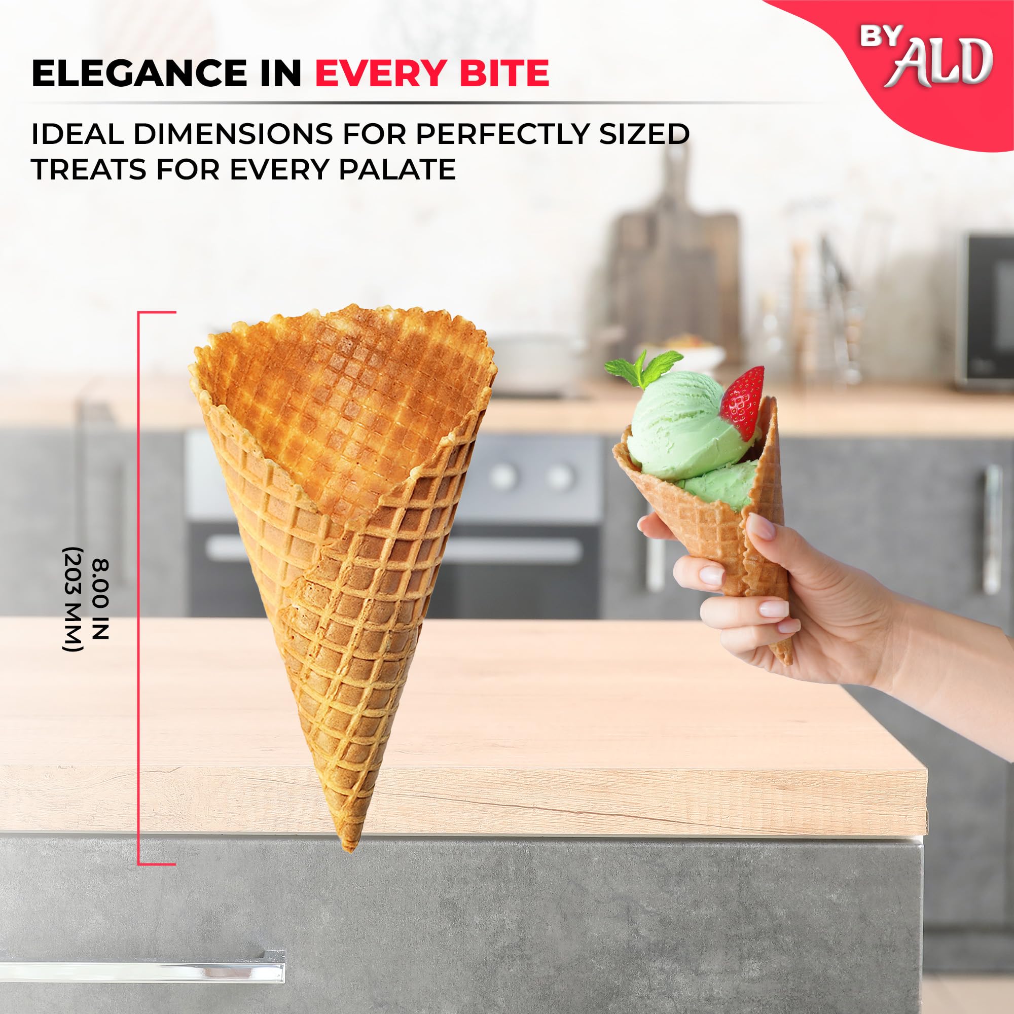 ALDKitchen Commercial Waffle Cone Maker - Nonstick Electric Waffle Roll Maker 110V for Ice Cream Cones, Desserts & Snacks - Perfect for Restaurants, Cafes & Home Baking