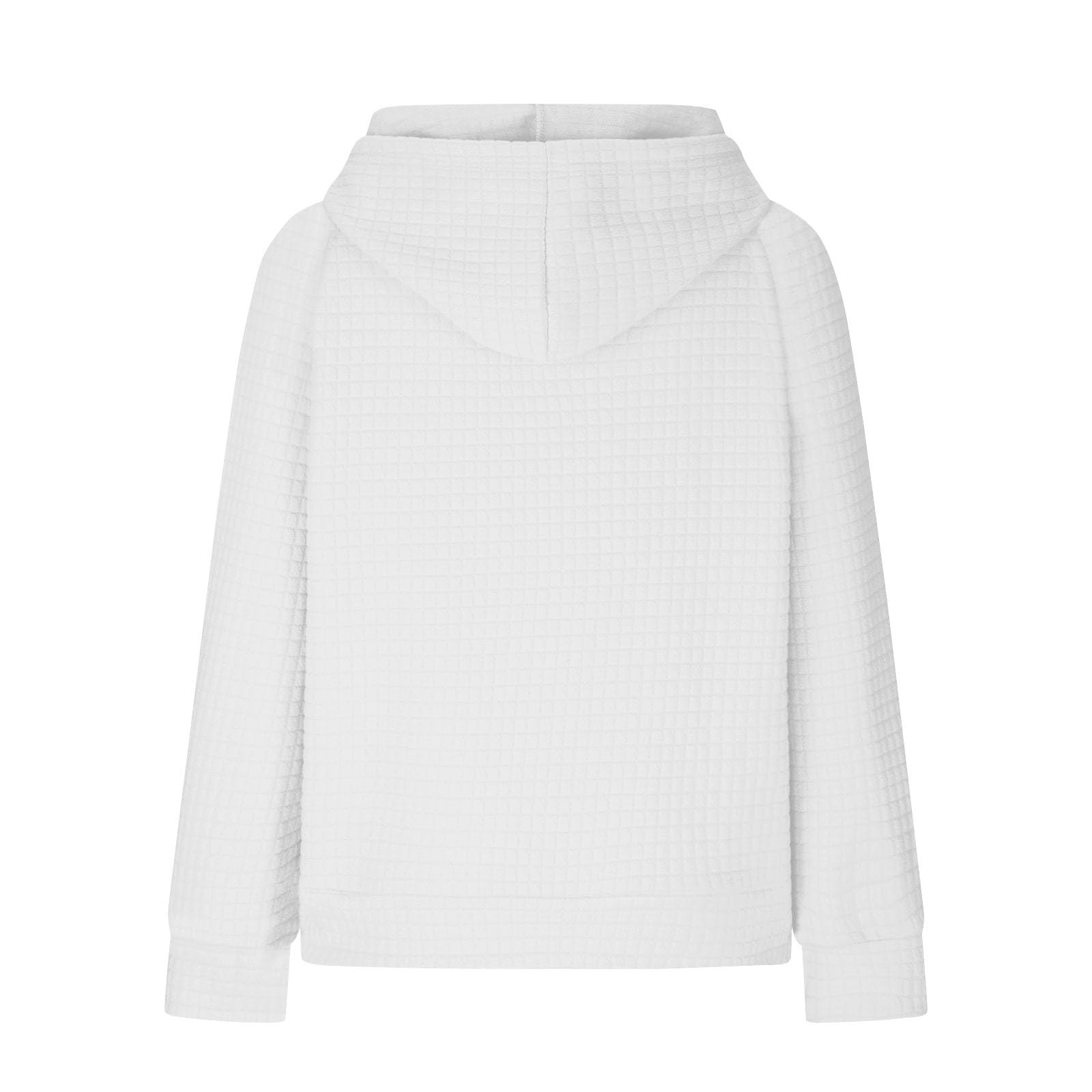 Women's Long Sleeve Waffle Hooded Sweatshirt with Pocket - Drawstring Loose Fit Comfy Pullover Top for Casual Wear, Lounge & Outdoor Activities