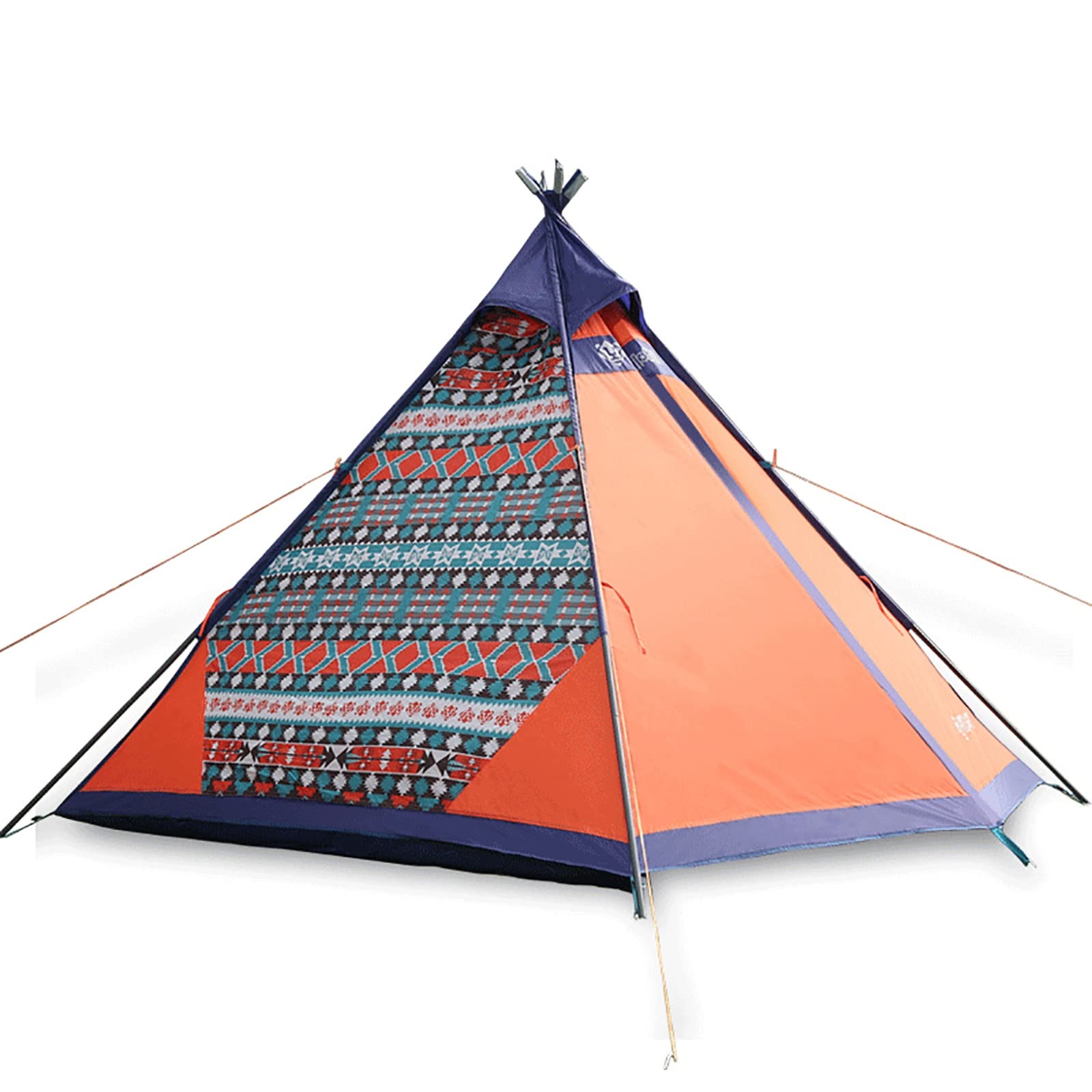 KUWD 3-4 Person Ultralight Outdoor Tipi Tent - Waterproof Pyramid Teepee Tent for Camping, Hiking, Backpacking & Winter Adventures | Perfect for Family Trips & Bushcraft Survival (Orange)