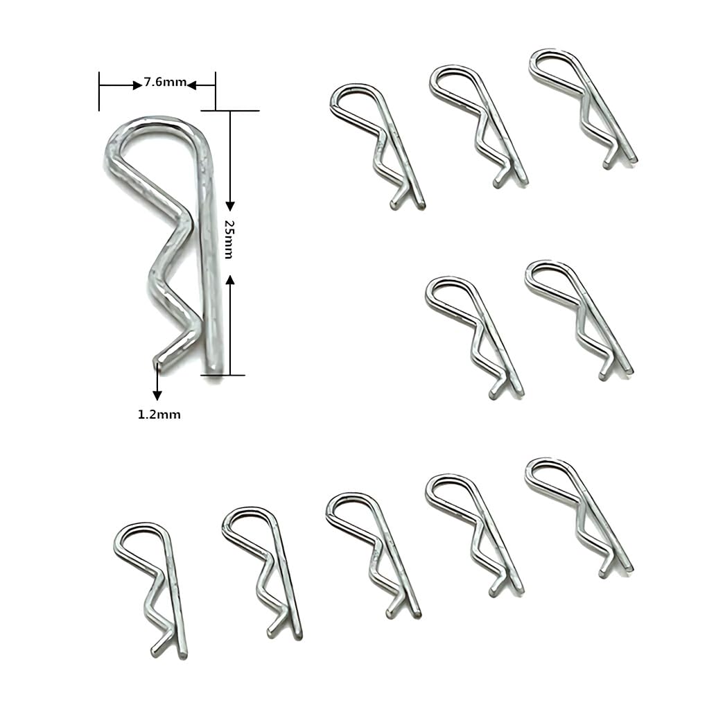 Hi.FANCY 10-Pack Stainless Steel RC Body Clips Pins for 1/8 1/10 1/12 1/14 Scale RC Cars - Durable Replacement Parts for Off-Road Racing, Crawling & Bashing