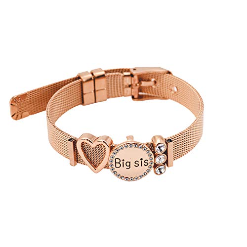 Elegant Stainless Steel Commemorative Party Bracelet - Big Round Letter Bracelet for Women, Rose Gold One Size - Perfect for Gifts, Anniversaries, and Special Occasions