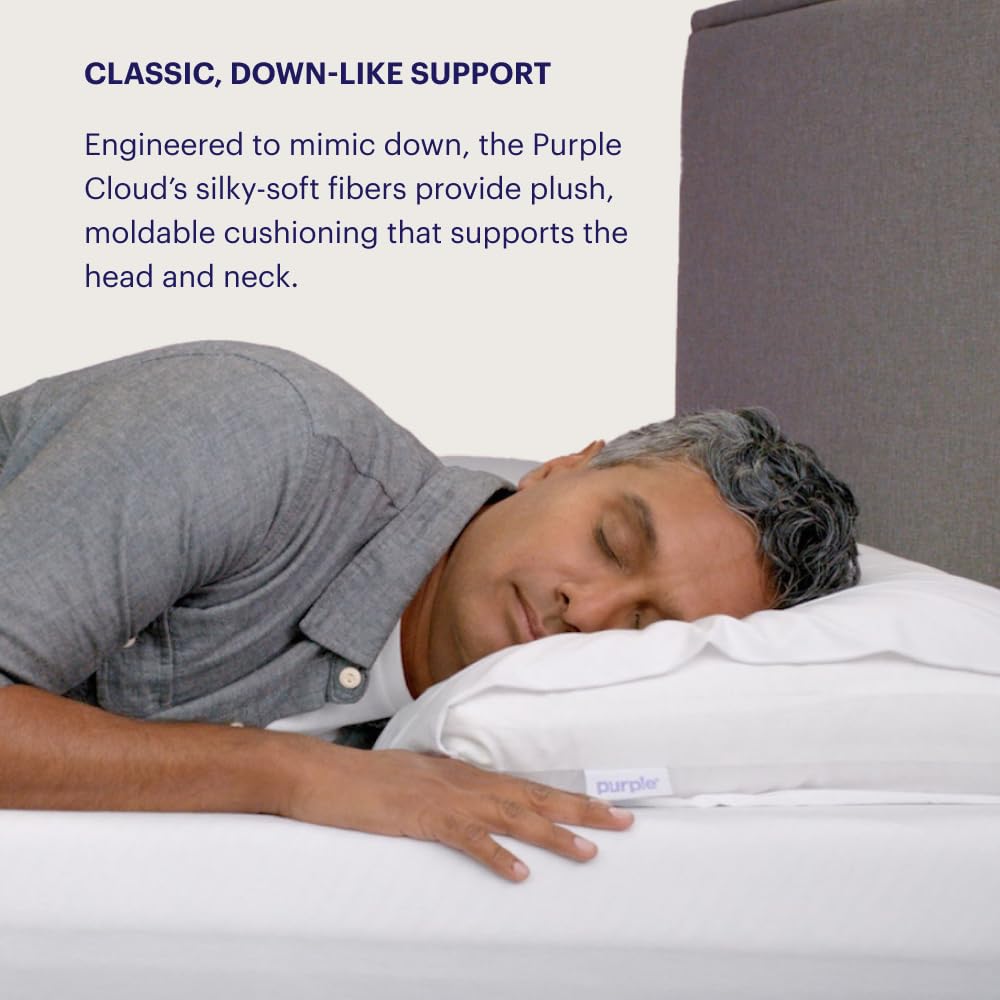 Purple Cloud Pillow - King Size Hypoallergenic Gel Fiber Pillow for Neck Support, Ultra Soft & Fluffy Like a Cloud - Breathable & Non-Clumping for Side, Back & Stomach Sleepers - Perfect for Home, Hotel & Travel Use
