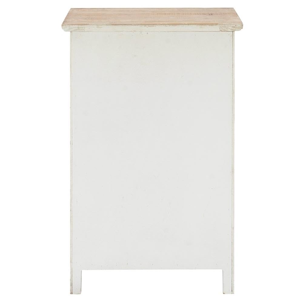 Powell Furniture Linon Hays Fish Wood Storage Side End Table - Distressed White Finish - Perfect for Living Room, Bedroom & Office Decor