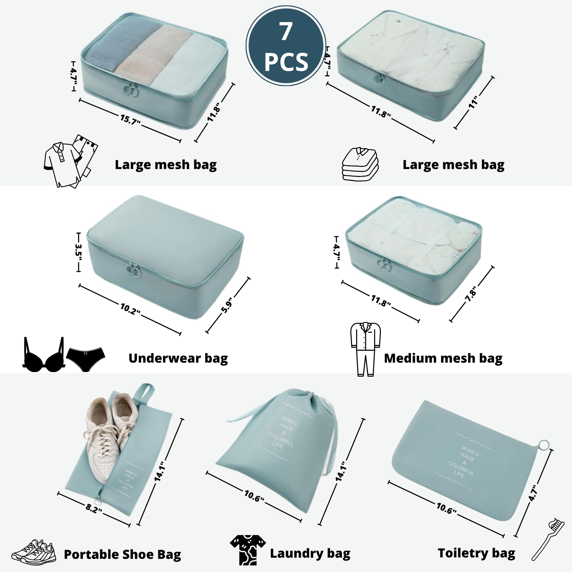 SC Tech Compression Packing Cubes & Vacuum Seal Storage Bags with Hand Pump - Space Saving Travel Organizers for Clothes, Comforters, Blankets & Bedding (Blue) | Perfect for Suitcase Organization & Closet Storage