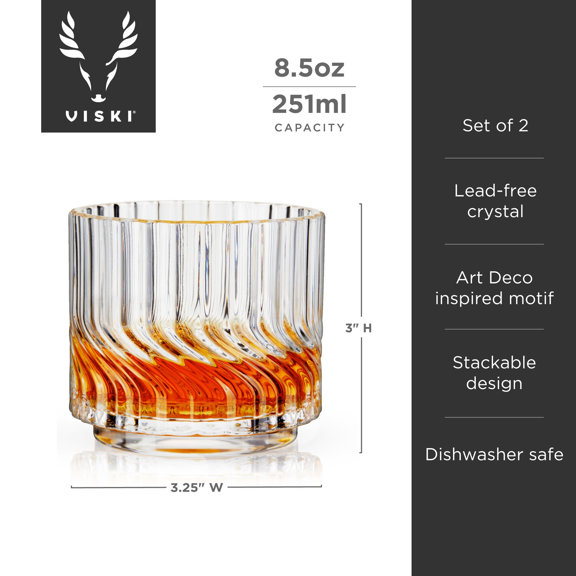 Premium Zephyr Crystal Lowball Tumblers Set of 2 - Elegant Whiskey Glasses for Bourbon, Scotch & Cocktails - Perfect for Home Bar, Gifts & Entertaining